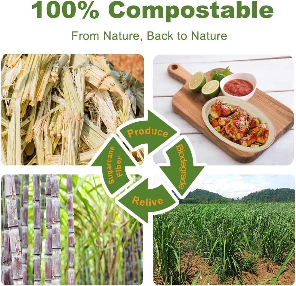 Aksipo 28 OZ 50 Count Paper Bowls, Oval Paper Bowls, Soup Bowl, Meal Prep Containers, Microwave Safe, Compostable, Large Disposable Bowls for Nacho, Burrito, Salad, Baked Potato, Chips and Cheese