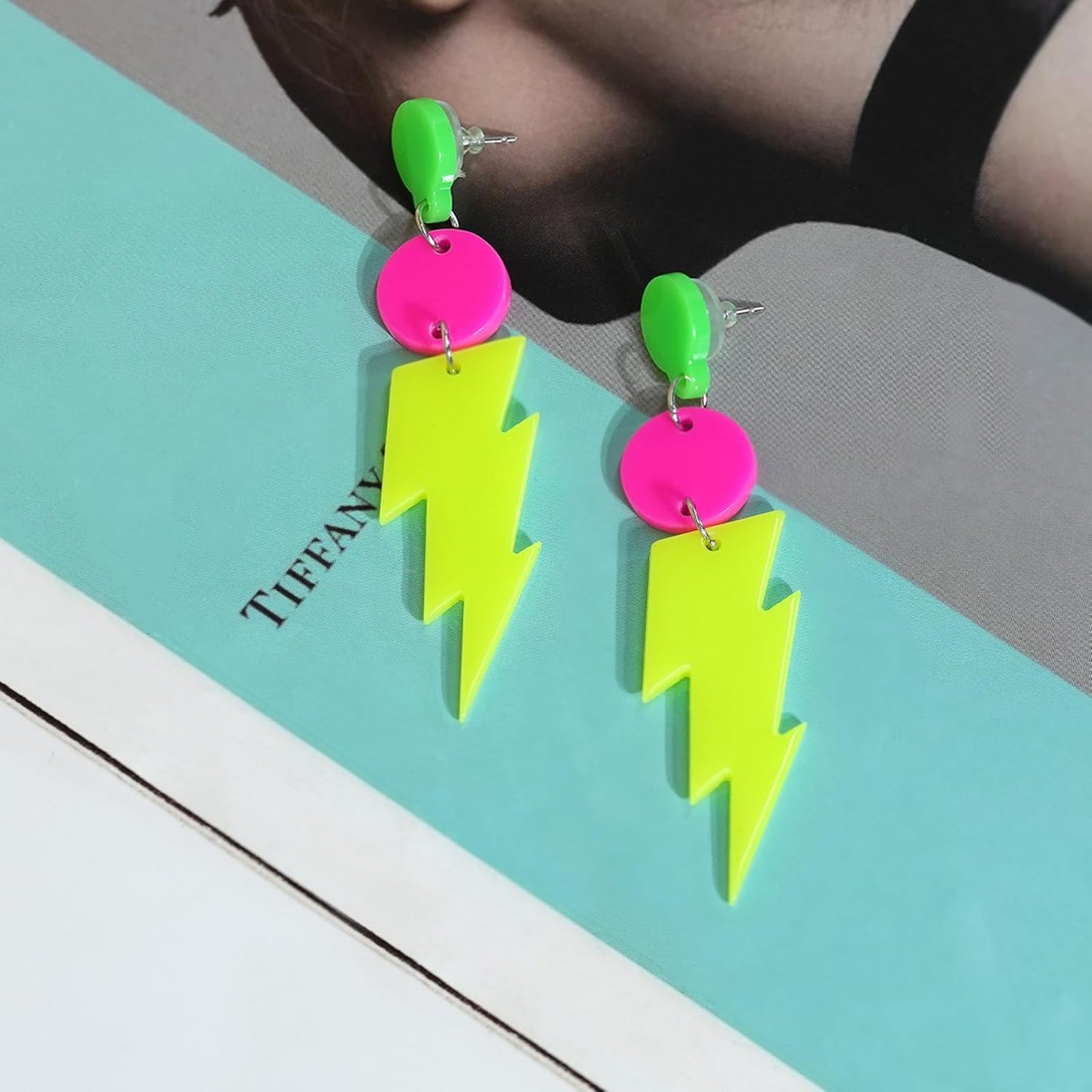 80s 90s Retro Cassette Tape Neon Earrings for Women Acrylic Radio Earring Set for 80s 90s Accessories Cosplay Party Jewelry Gifts
