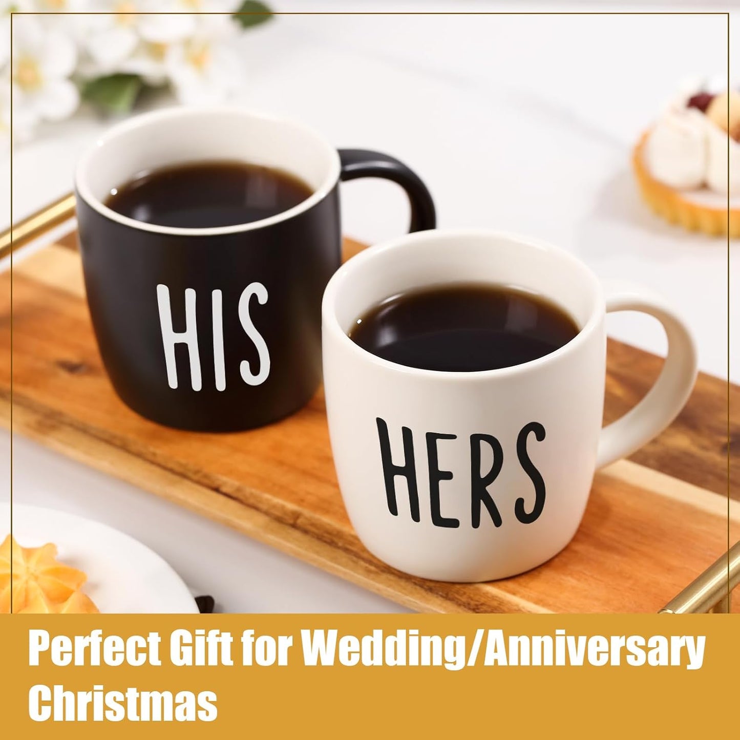 His And Hers Mugs Set Of 2 Coffee Mug 12 Ounce, Cute Matching Coffee Mug Couples for Anniversary, Wedding,Engagement, His and Her Gifts