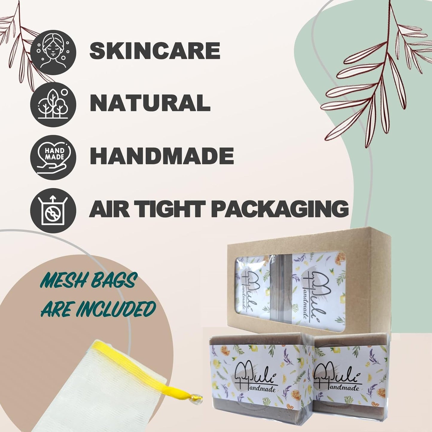 Natural Handemade Bar Soap for Men and Women with Essential oils, Scented Bar Soaps for Bath, Fragrance Regular Use Gift Set (Pack of 2) Dead Sea Mud