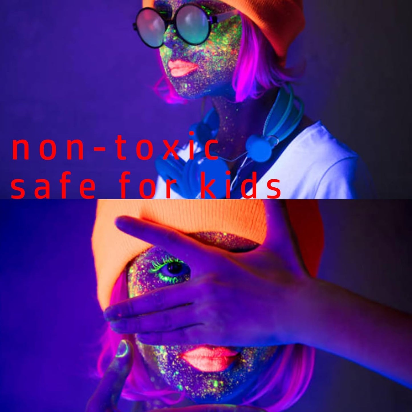 MEICOLY Glow Blacklight Face Paint,Neon UV Body Paint Set of 8 Tubes Blacklight Reactive Paints,Glow in the Dark Body Paint Neon Party Supplies,Neon Fluorescent Face Paint Blacklight Glow Makeup