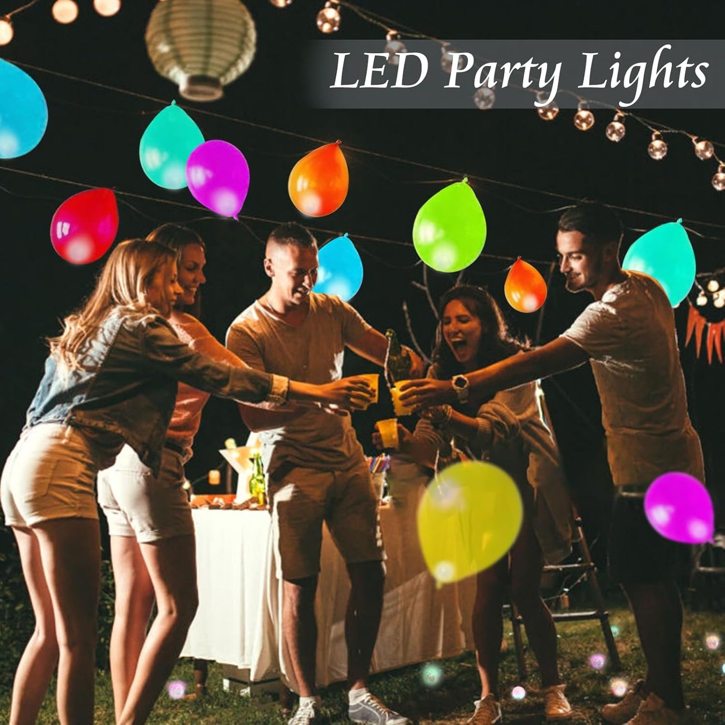 50pcs Balloon Lights Mini Led Lights Round Long Standby Time Ball Lamp Paper Lantern Balloons Lamps for Birthday Party Christmas Halloween Decoration Blue