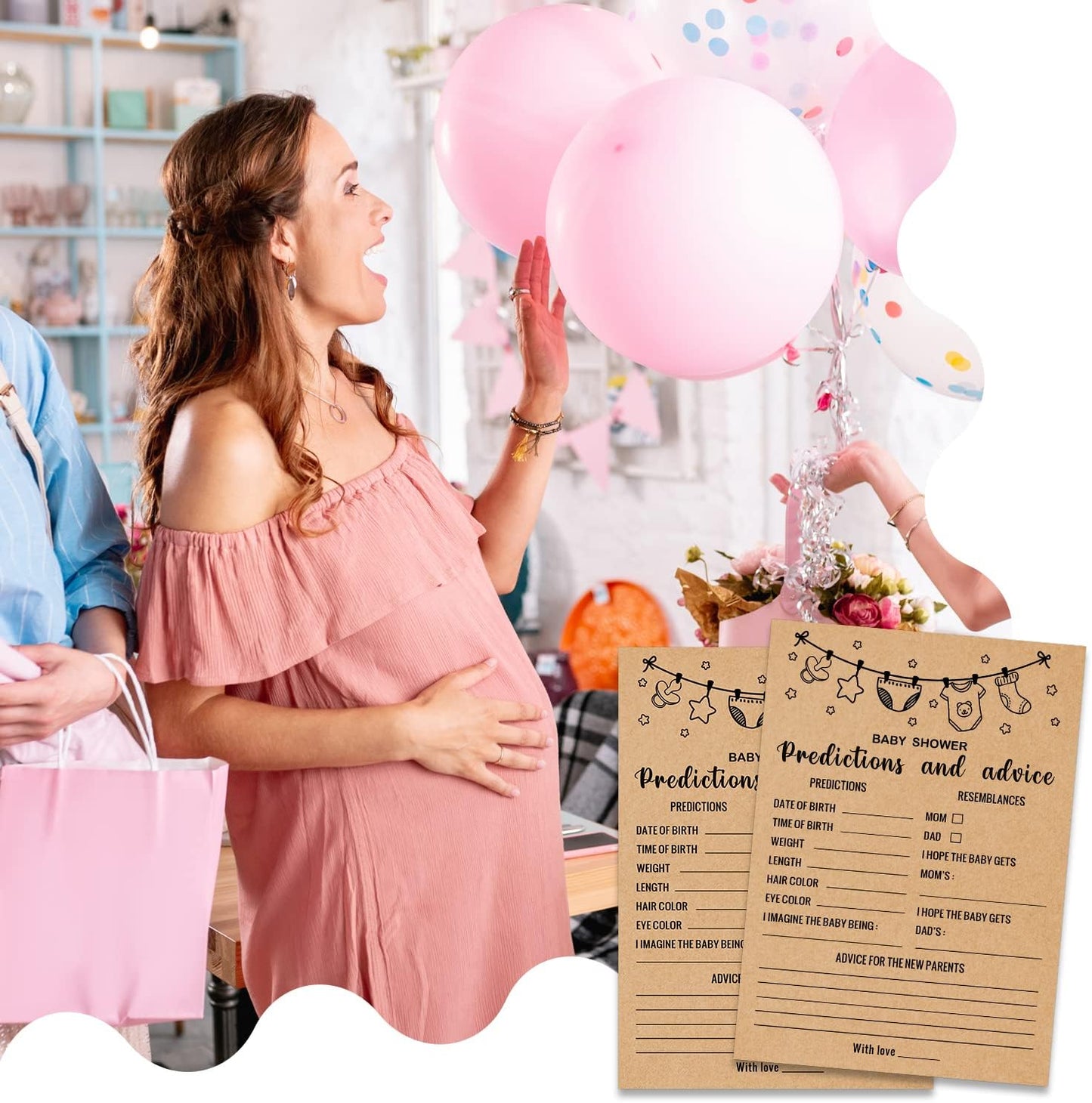 Baby Predictions and Advice Baby Shower Game, Girl or Boy Babies New Parent Message Advice Book, Baby Shower Party Games Supplies & Activities, 30 Game Cards Included, Kraft