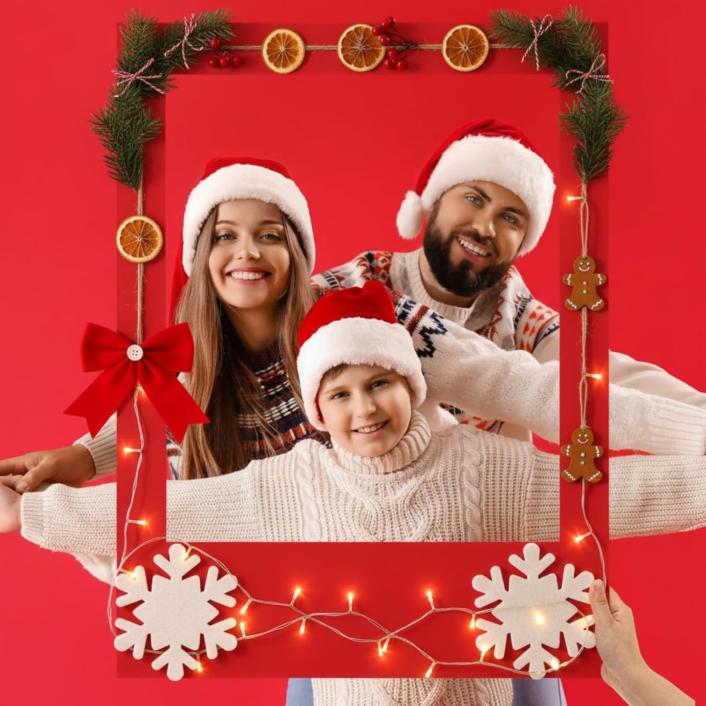 32 x 24 Inch Photo Booth Selfie Frame Prop Booth for Birthday Event Parties Large Blank DIY Cutout Props for Funny Decoration Christmas, Holiday Supplies