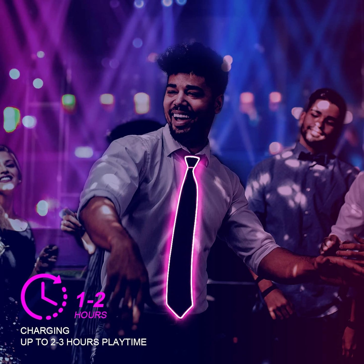 Ainiv Light Up Neckties Bowties Suspenders LED Party Supplies Glow in the Dark Adjustable for Women and Men Parties