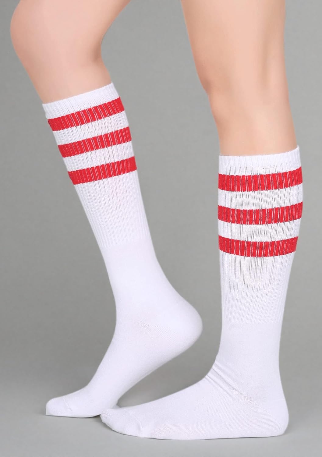 Henwarry Classic Triple Stripes Over the Calf Cotton Retro Tube Socks for Men and Women