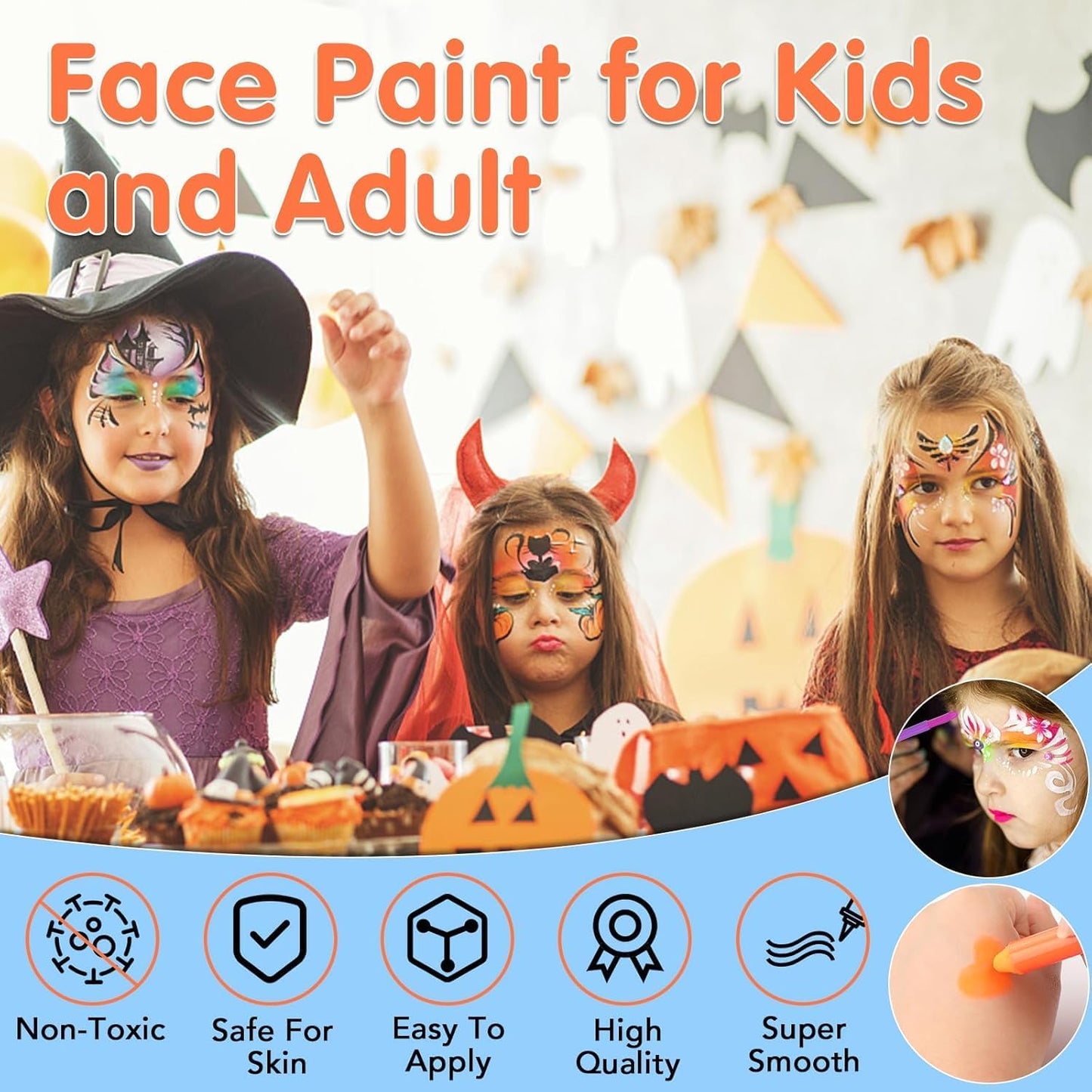 15PCS Glow Body & Face Paint,Glow in The Under UV Light or Black Light,Makeup Face Paint for Kids and Adults Halloween Club Birthday Party Masquerade,Neon Glow Party Supplies