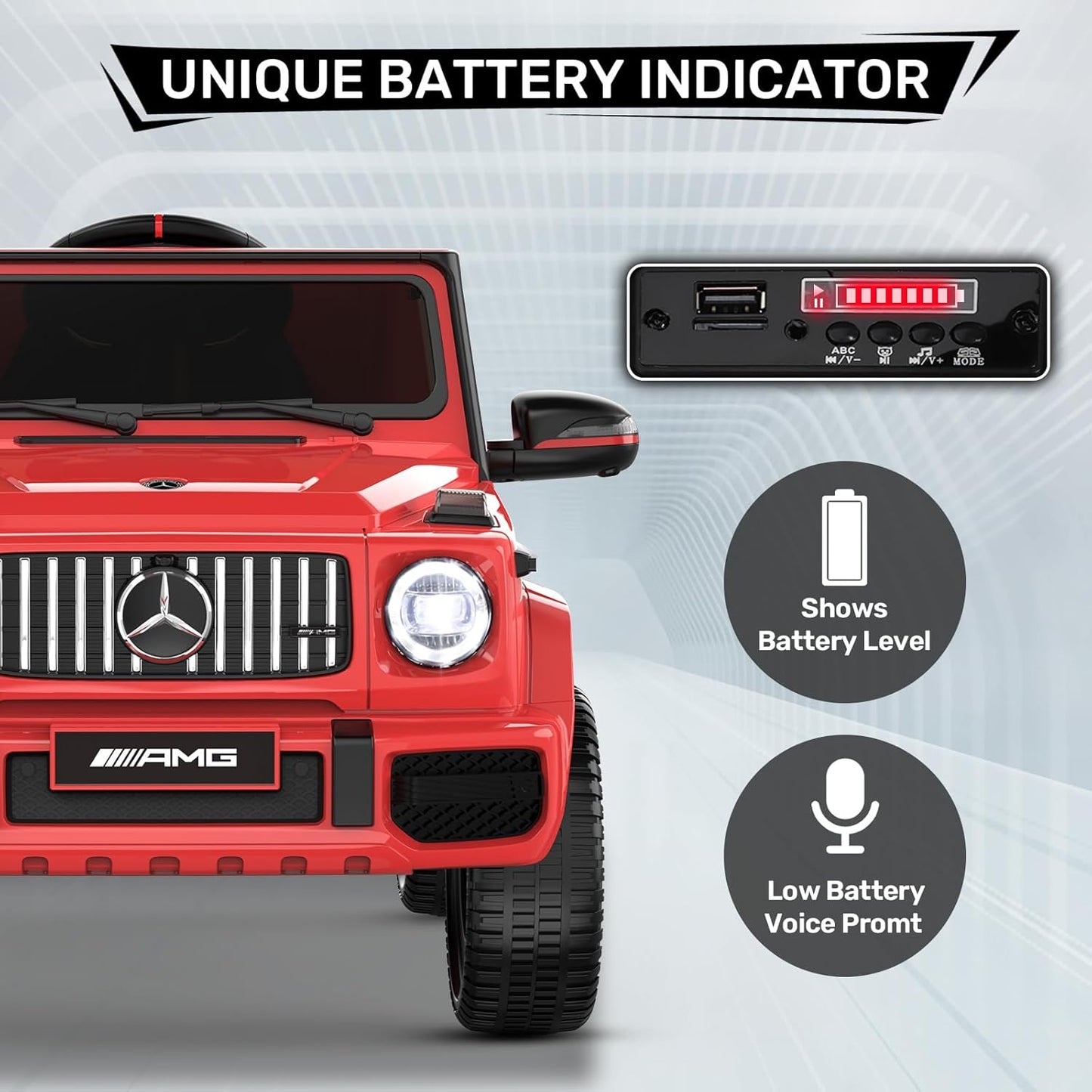 ANPABO Licensed Mercedes-Benz G63 Car for Kids, 12V Ride on Car w/Parent Remote Control, LED Headlights, Music Player & Horn, Soft Start, Low Battery Prompt, Kids Electric Vehicle, Red