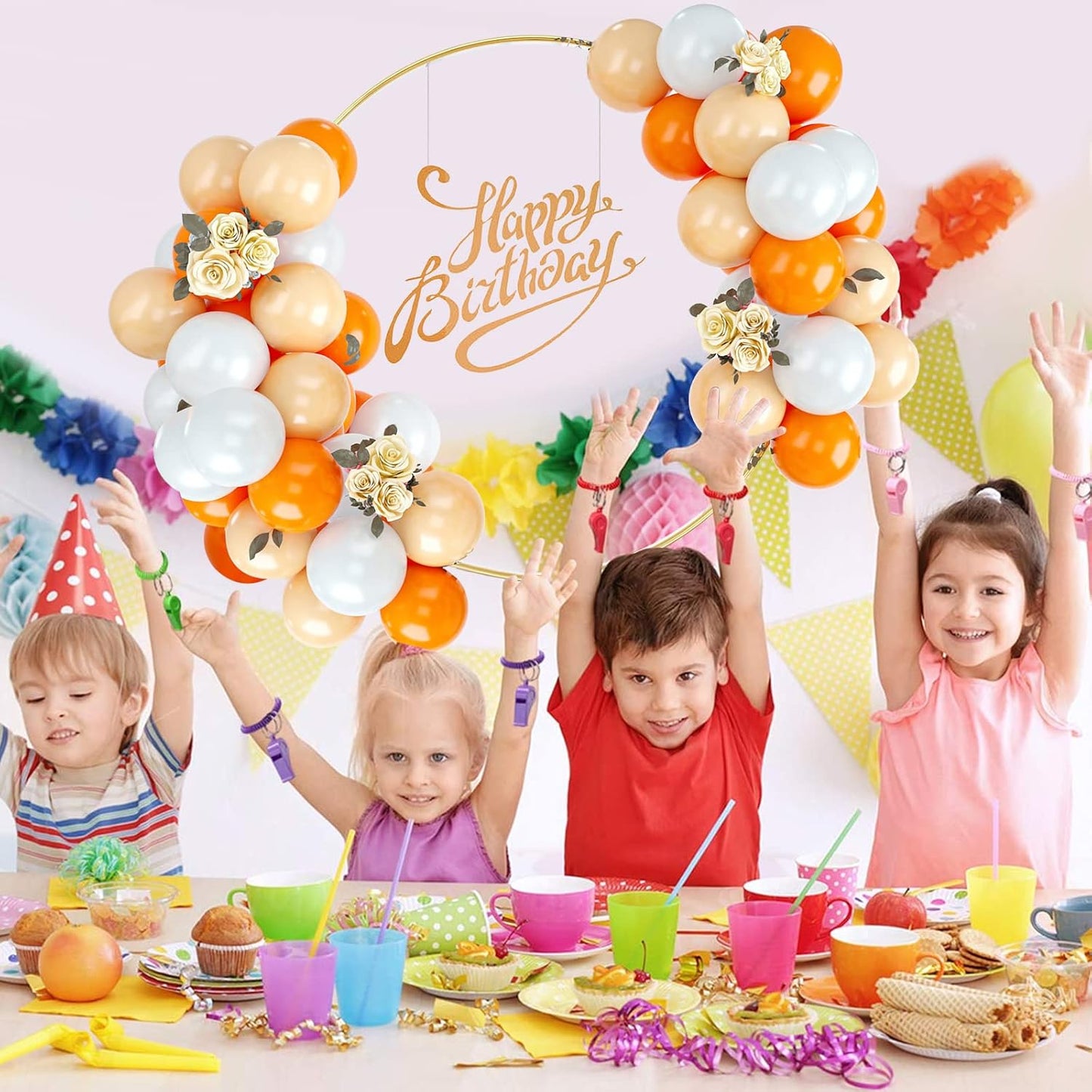 50PCS Latex Balloons - Orange Apricot White, Party Balloons for Girls Boys Birthday Party, Baby Shower, Bridal Shower, Engagement