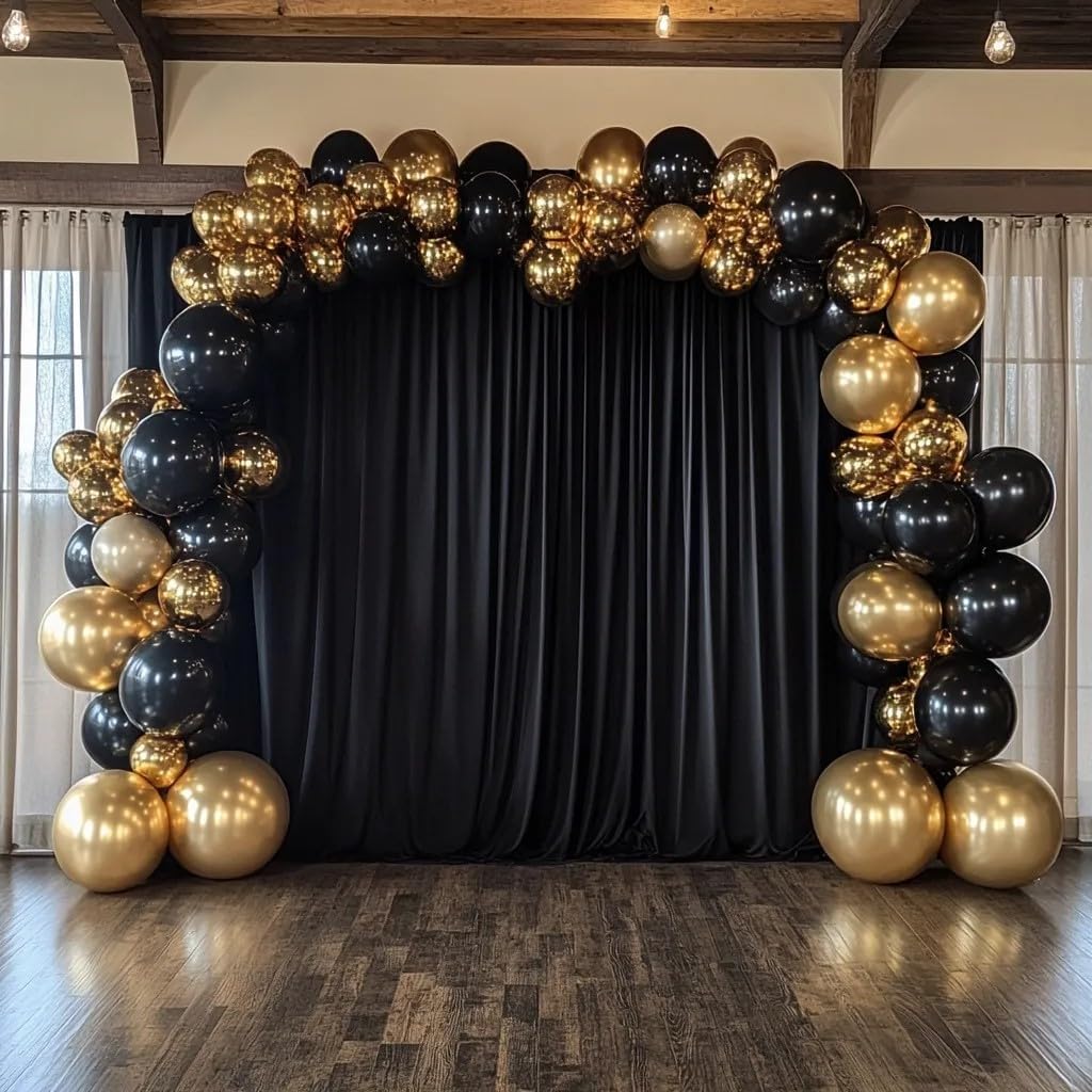 Black Balloons 125 Pcs Different Sizes Pack of 18 12 10 5 Latex Balloons for Birthday Party Black Balloon Arch Kit Garland Graduation Halloween New Year Anniversary Decoration