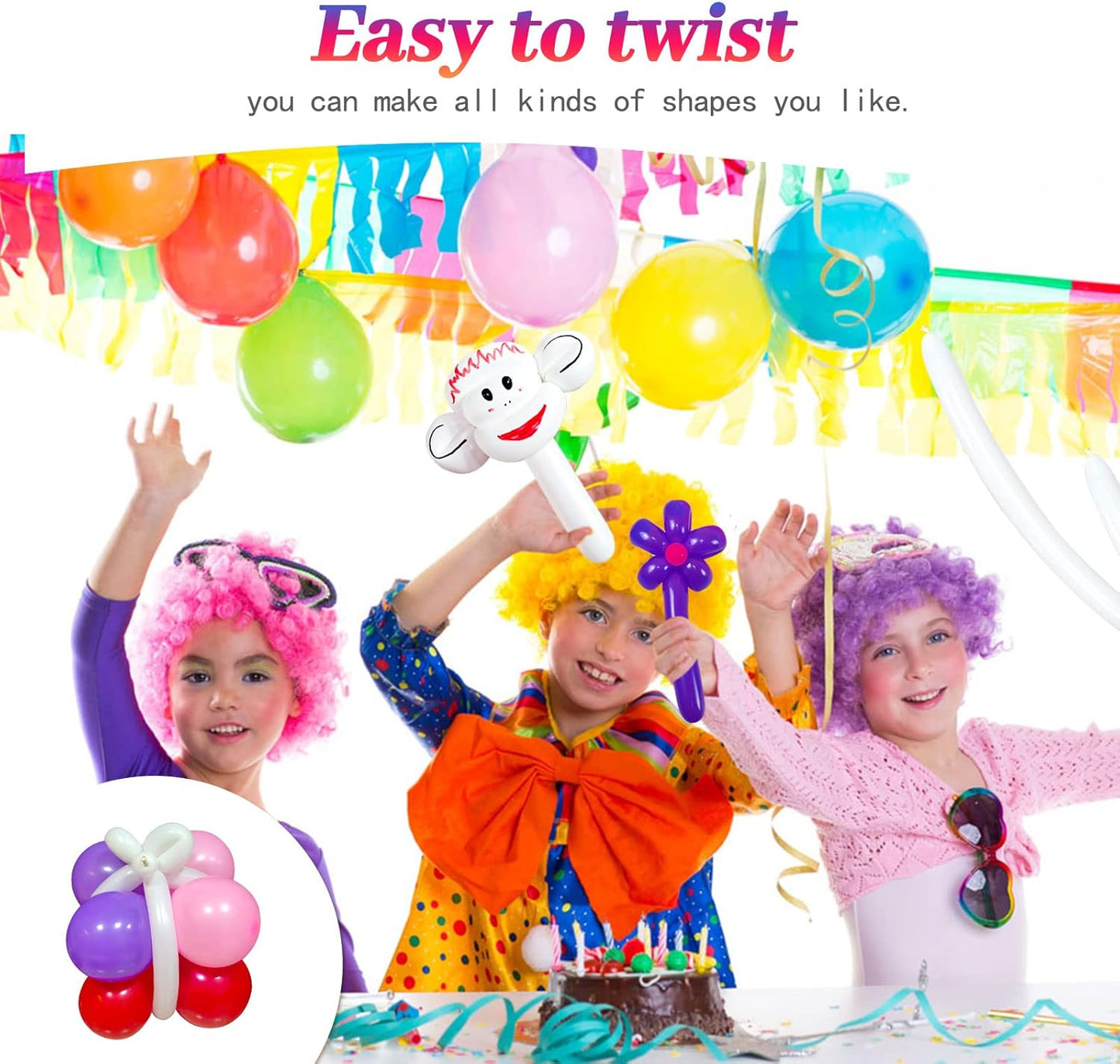 Purple 260 Long Skinny Twisting Animal Balloons, Rainbow Balloons for Animal Shapes Carnival Festival Party Supplies 100pcs