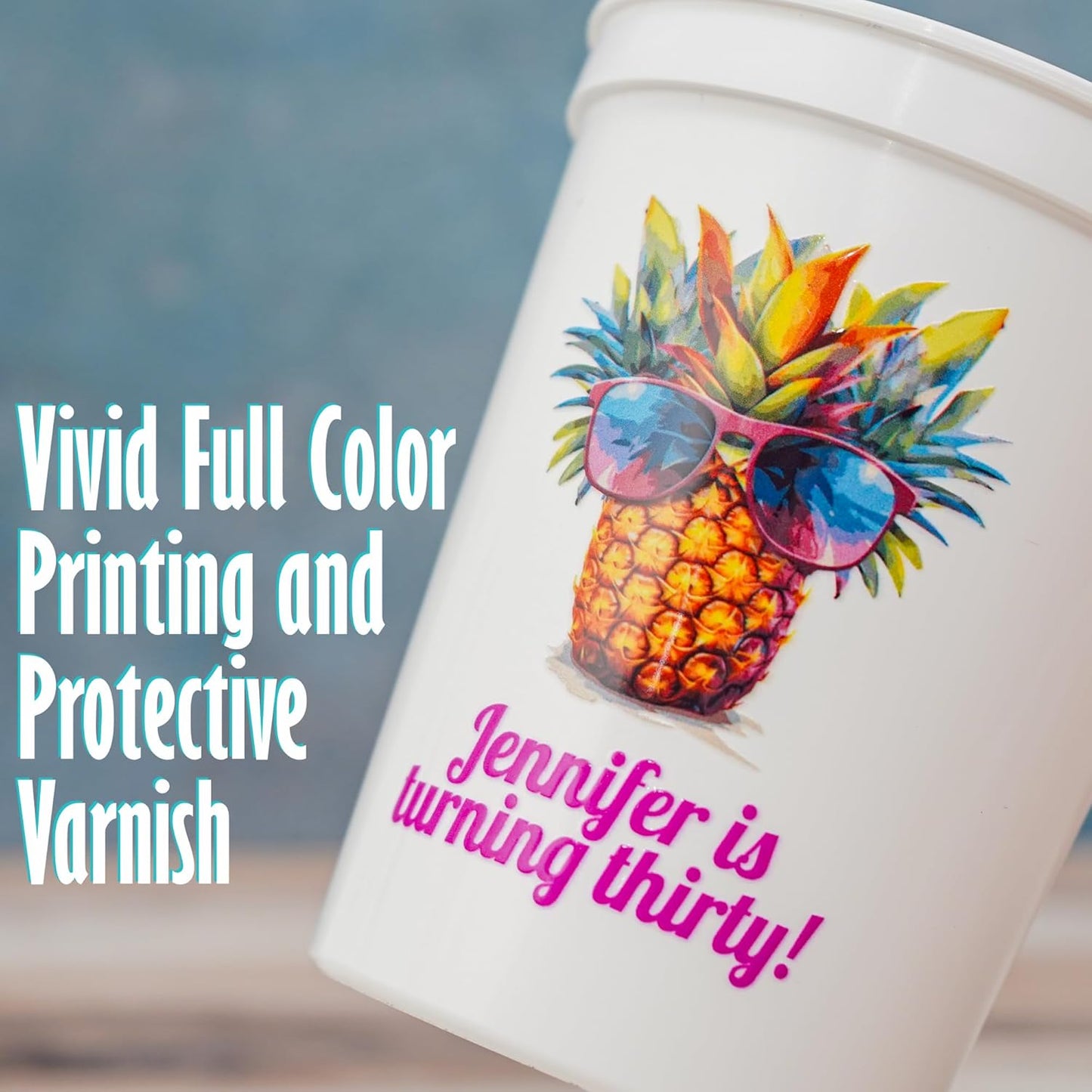 Custom Stadium Cups with Photo – Personalized 16oz Cups with Text – Printed Directly on Cup – Choose Cup Color, Text Color, Quantity and More – Party Favor for Birthdays & Events (Classic)