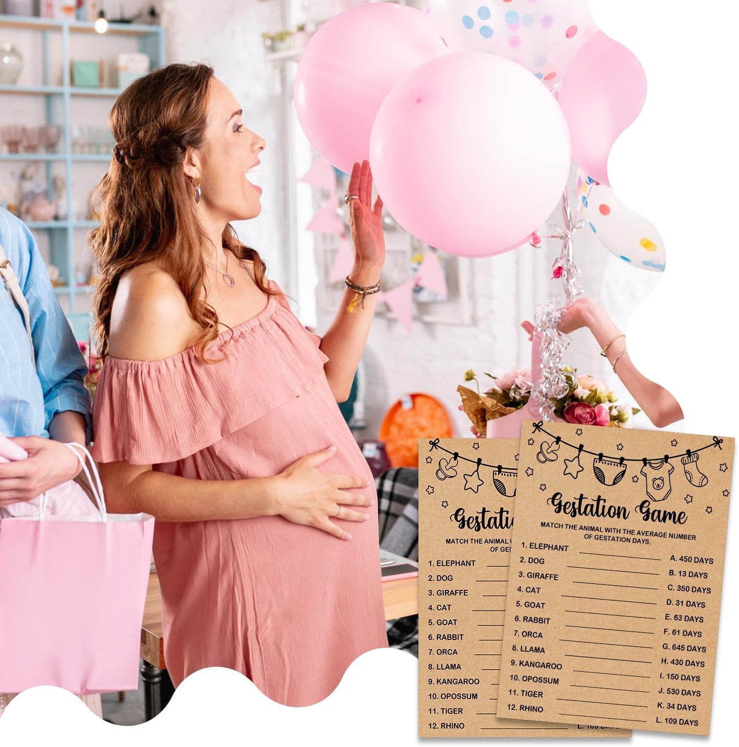 Baby Shower Game, Gestation Game Cards, Baby Shower Party Games Supplies & Activities, Baby Shower Decorations, Baby Shower Ideas, Kraft