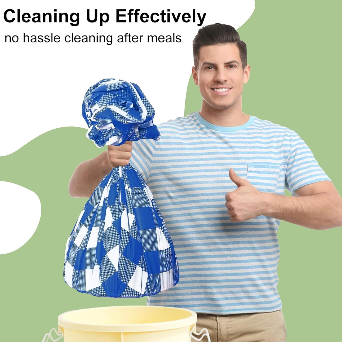 Smiry 54 Inch x 100 Feet Disposable Table Cover Roll, Blue & White Plastic Table Cloth in Cut-to-Size Box with Slide Cutter, Waterproof Rectangle Tablecloths for Weddings, Banquets, Outdoor