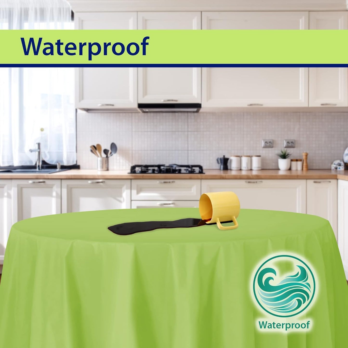 Lime Green Disposable Plastic Tablecloth for Round Tables (12 Pack) 84 inches Table Cloths for Parties, Events & Weddings, Indoors & Outdoors, Plastic Table Cover