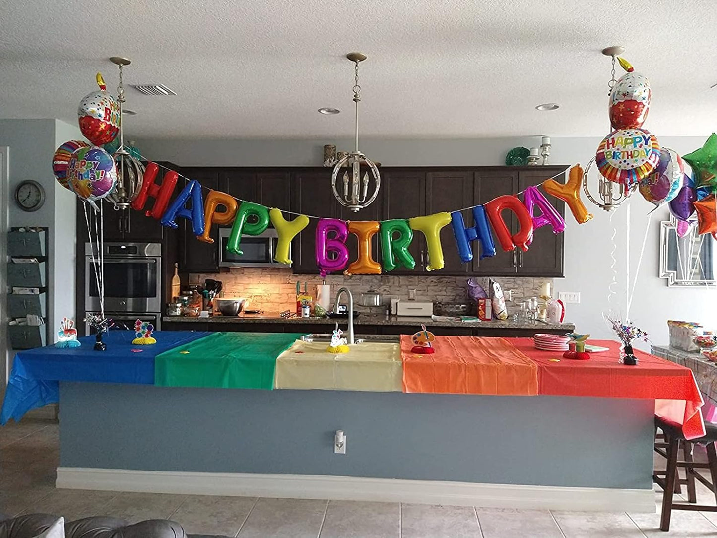 Rainbow Happy Birthday Balloon Banner, 16 Inch Foil Mylar Happy Birthday Balloons Letters, Reusable Colorful Happy Birthday Sign, Rainbow Birthday Decorations for Women, Boys and Girls
