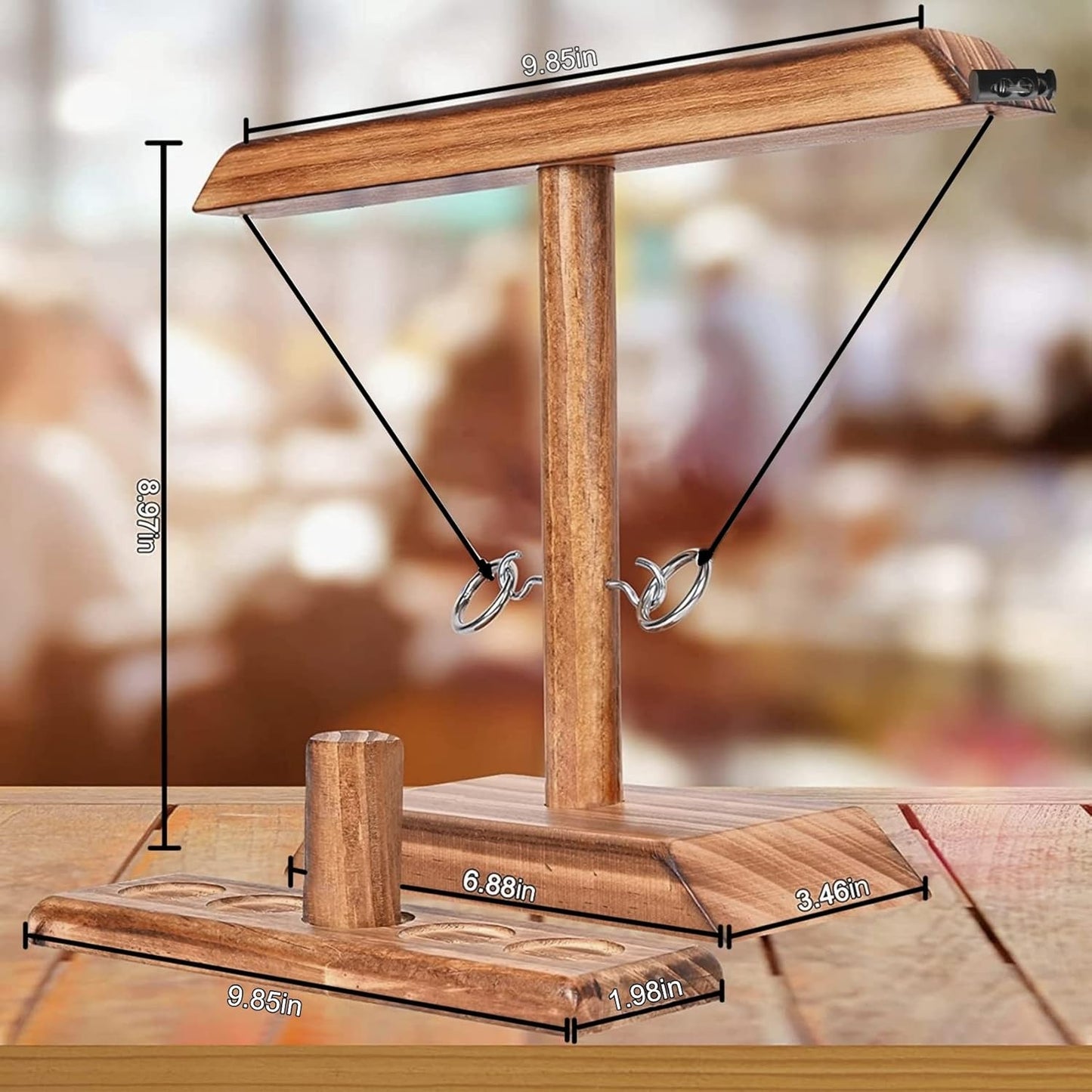 Hook and Ring Game with Shot Ladder, Ring Toss Game for Adults, Wooden Ring Hook Tossing Game Yard Games, Indoor Outdoor Games for Adults Party, Home, Patio