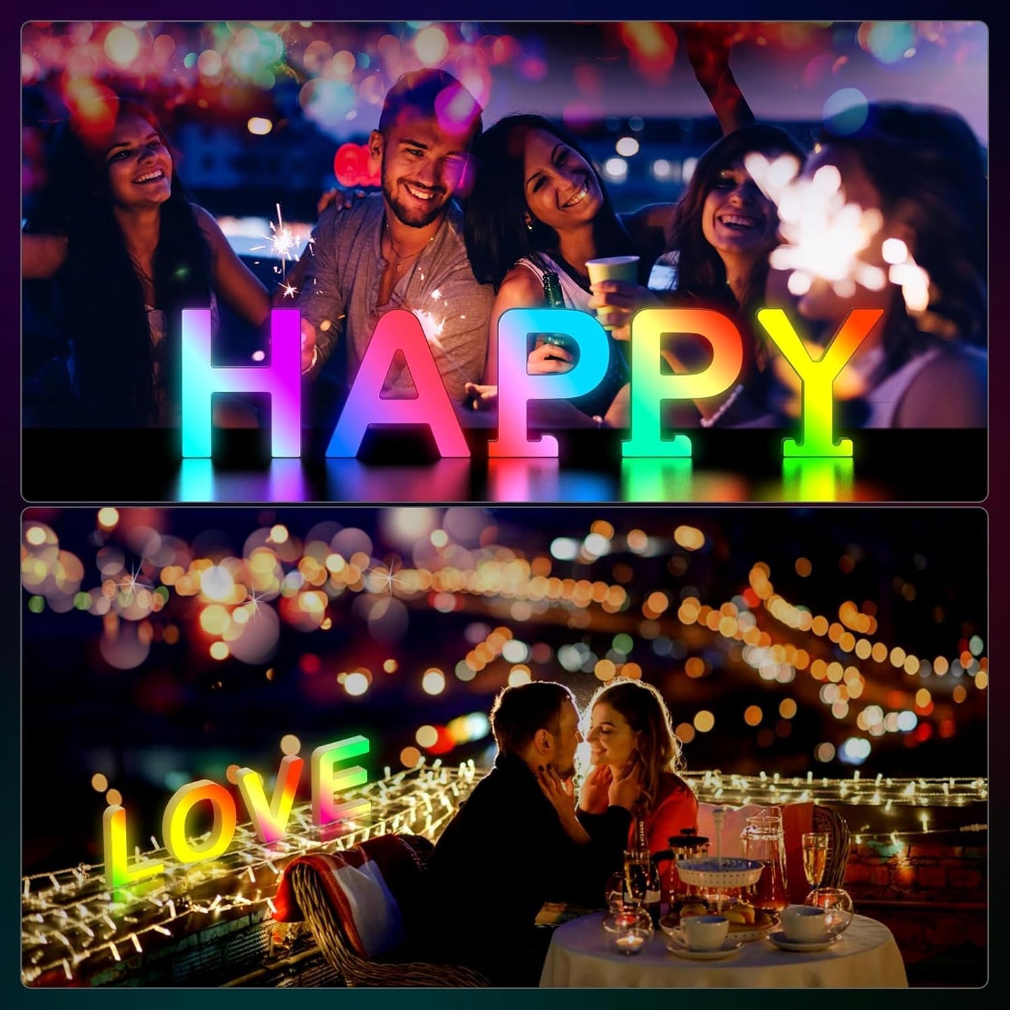 Light Up Letters Marquee Letter - Music Sync RGB Color Changing LED Lights Letter Logo Game Lights for Girls Women Party Birthday Christmas Valentine's Day Wall Desktop Decoration (MRGB-C)