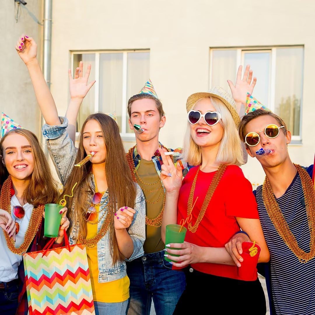 24PCS Bead Necklace, Orange Bead Necklaces Party Favors, 33" Mardi Gras Necklaces, Festival Parade Throw Accessories for Mardi Gras Halloween Wedding Celebrations Decorations