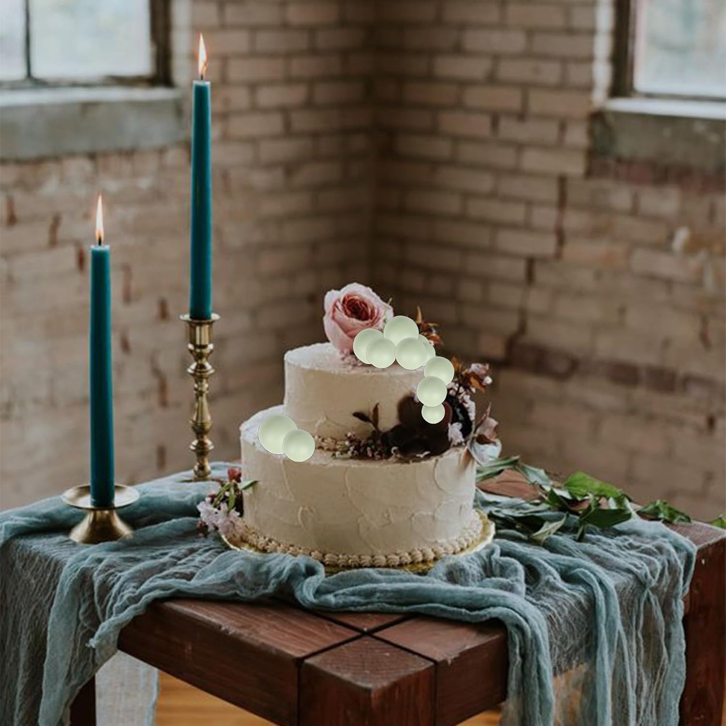 24 PCS Ball Cake Toppers Balls Cupcake Toppers Insert Foam Ball Shaped Cake Picks Mini Balloon Cake Decoration for Wedding Baby Shower Birthday Party Cake Decorations Supplies Matcha Green