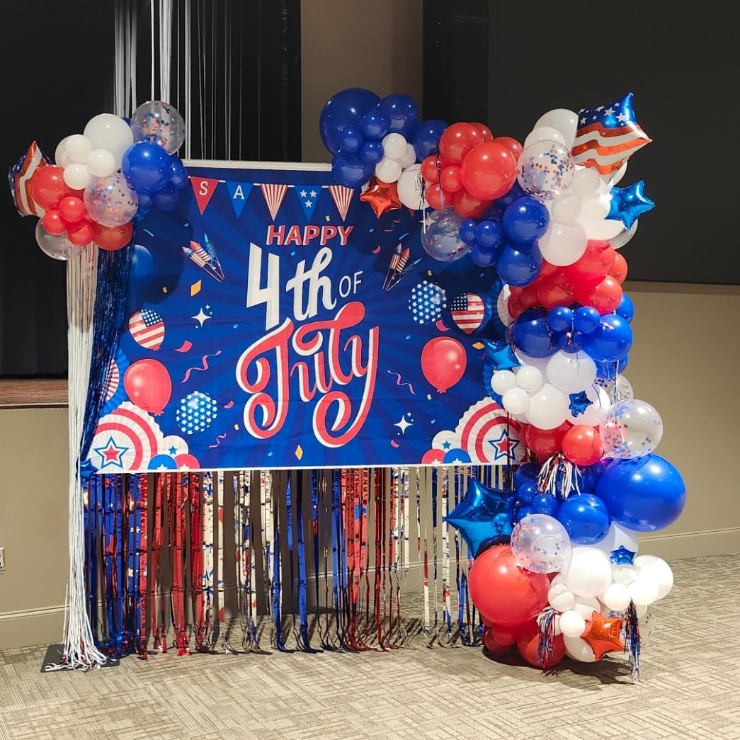 Red White and Blue Balloon Arch Kit, 140Pcs Explosion Star Red White Blue Balloon Garland kit Different Size Balloons for 4th of July Anniversary Birthday Independence Day Party Decorations