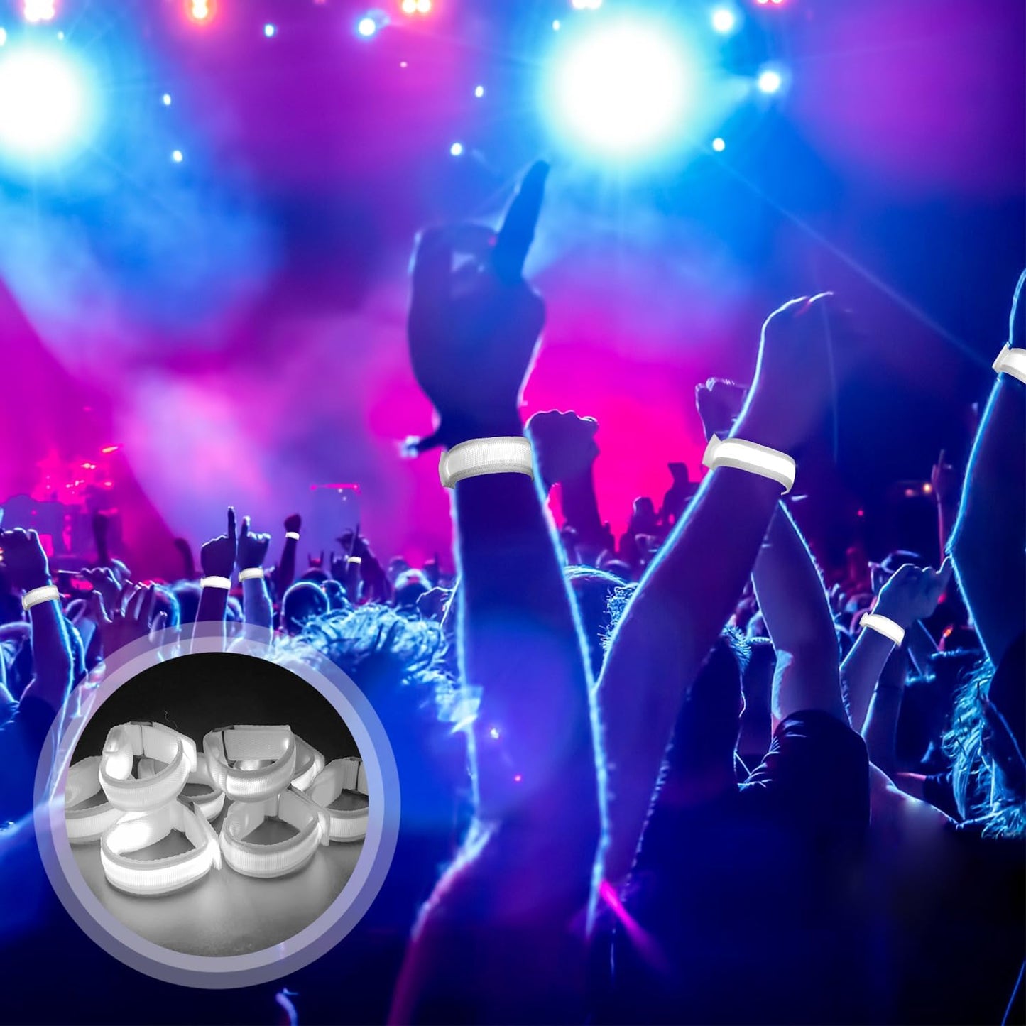 M.best 8pcs LED Light Up Bracelets Glow Flashing Wristbands Glow in The Dark Party Supplies for Wedding, Raves, Concert, Camping,Sporting Events, Party White