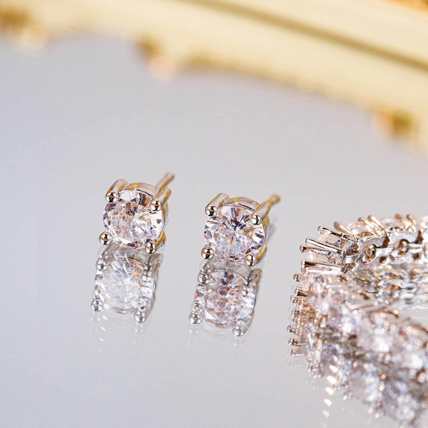 Crysdue Wedding Jewelry Set for Women, Floral Leaf Vine Teardrop Necklace Dangle Earrings Bracelet and Hair Comb, Cubic Zirconia Elegant Party Prom Jewellery for Bridal Bridesmaid