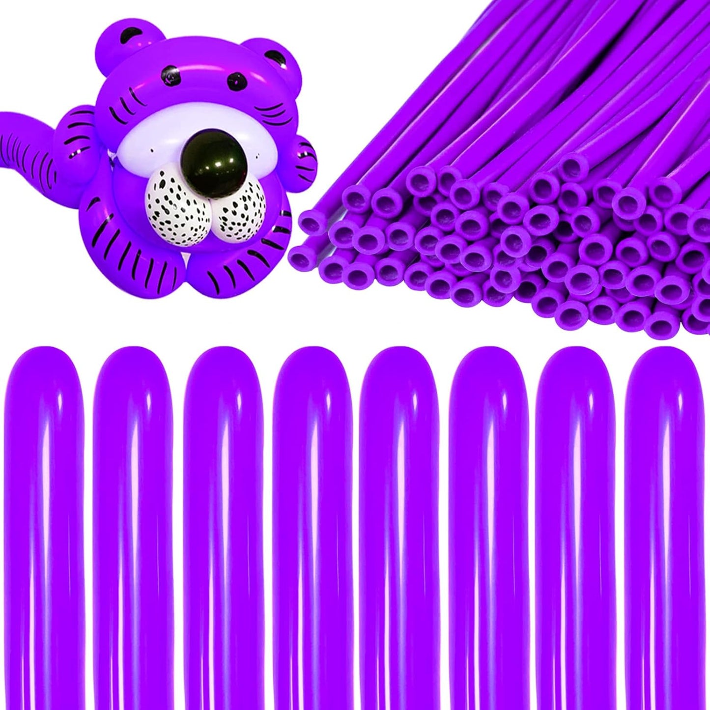 KAWKALSH 260 Purple Long Balloons for Balloon Garland Thickening Skinny Latex Twisting Animals Modeling Christmas Birthday Wedding Party Festival Decorations 100pcs