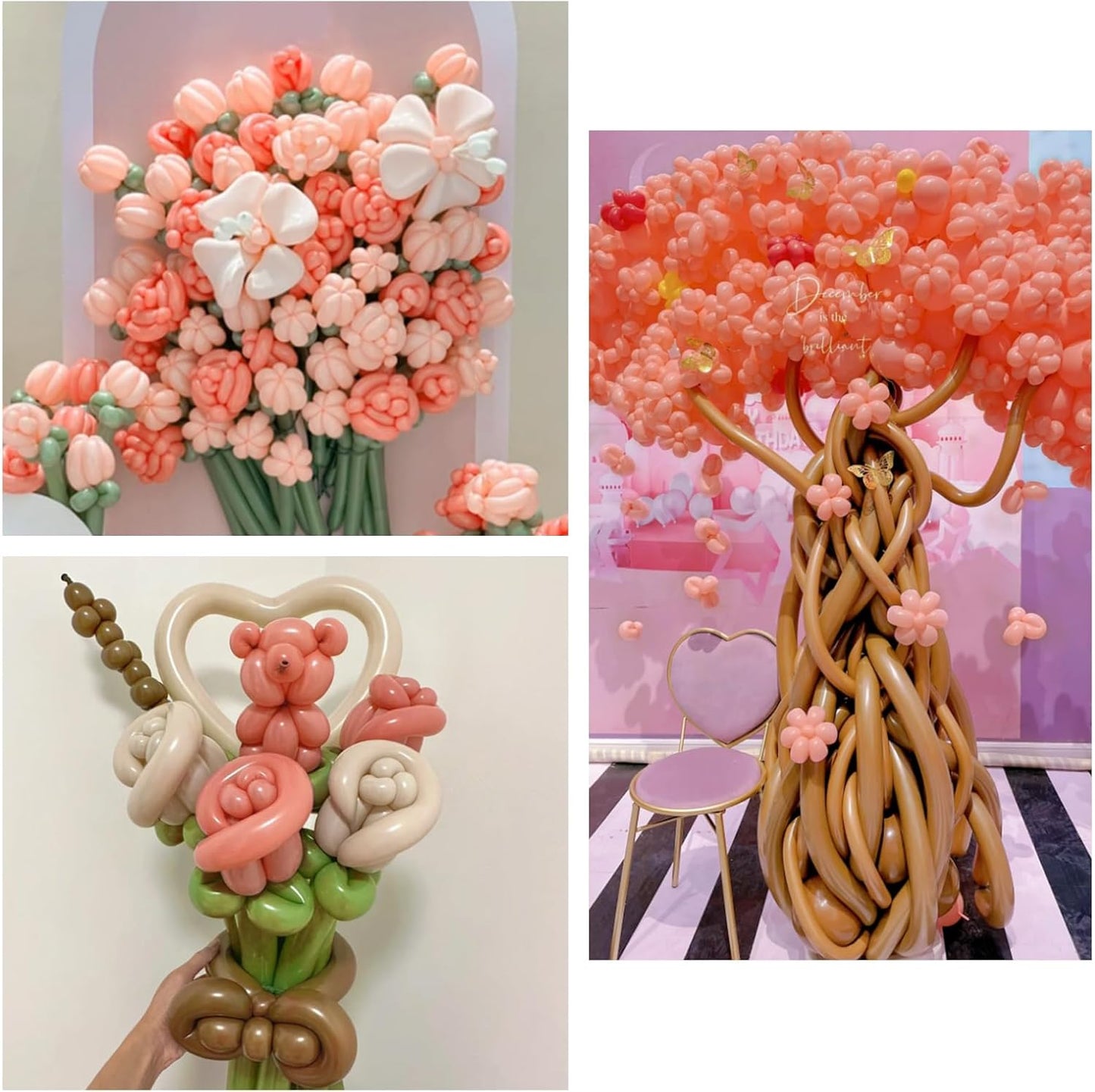 100Pcs Retro Bean Paste 260 balloons, Thickening Latex Bean Paste 260q Balloons for Animal Model, Long Twisting Balloons for Halloween Xmas Presents, Animal Shape Weddings, Birthdays Clowns.