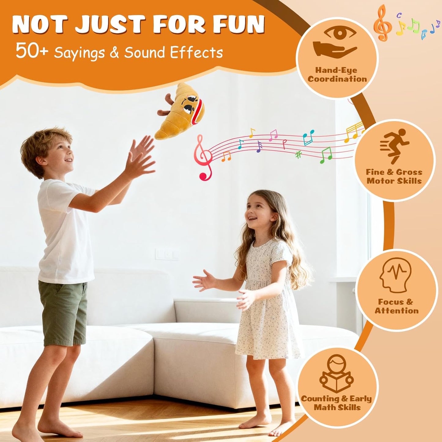 Flip & Pass the Croissant, Electronic Plush Interactive Game, Hilarious Family Party Games for Kids Ages 3, 4-8+, Indoor/Outdoor Toys, 3 4 5 6 7 8 Year Old Girl & Boy Birthday Gift, Christmas Fun