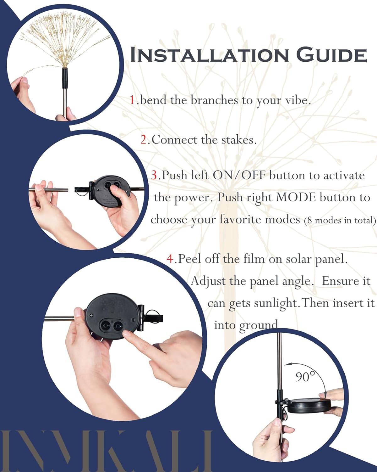 Solar Garden Lights Outdoor Yard Decorations, 8 Pack 150Leds Pathway Lights, Fairy Firework Stake Light for Garden, Patio, Pathway, Flowerbed Gold Color