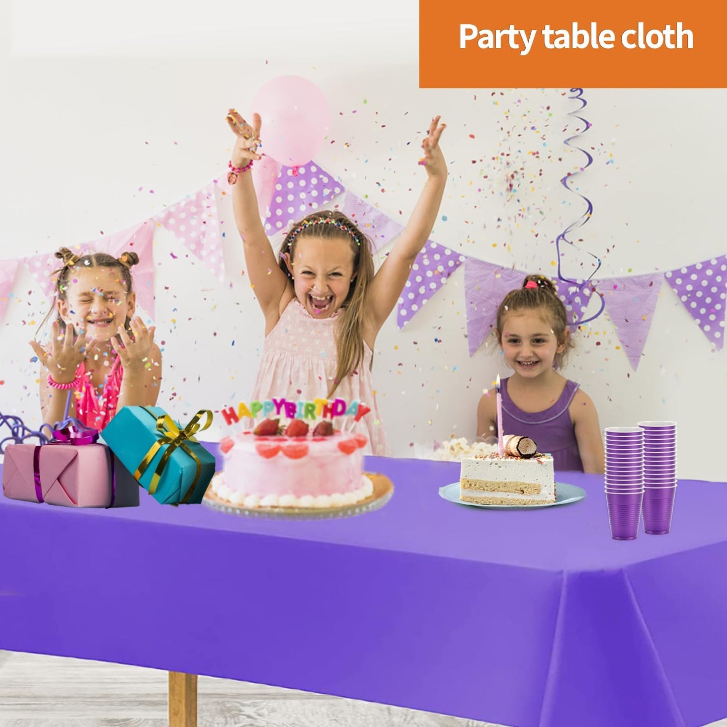 Purple Disposable Plastic Tablecloth for Rectangle Tables (48 Pack) Premium Decorative Table Cloths for Parties, Events & Weddings, Indoors & Outdoors, 54 x 108 inche