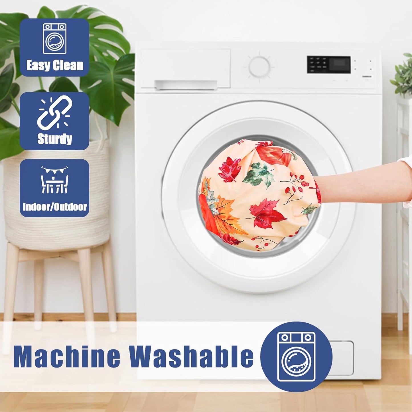 Spandex 6 Foot Rectangle Thanksgiving Table Cloth 2 Pack, Elastic Fitted Tablecloths for Picnic, Stretch Washable Patio Table Cover for Autumn Harvest Parties (Pumpkin Leaf, 30"x72")