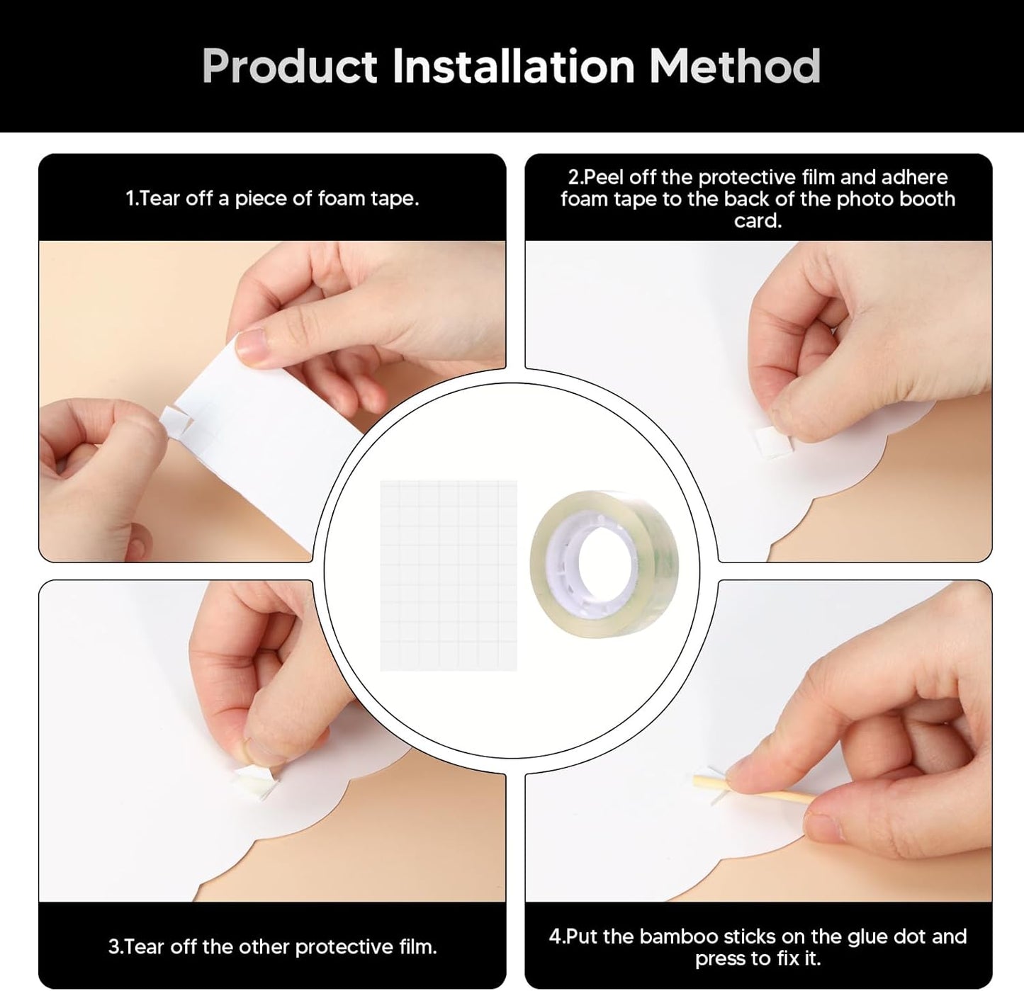 36PCS Silver and Black Photo Booth Prop, Party Photo Booth Props for Photoshoot Birthday Party Photobooth New Year Graduation Anniversary Halloween