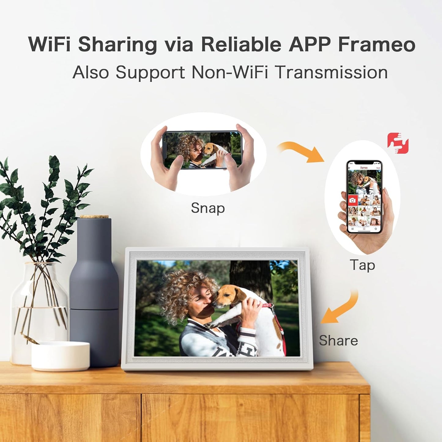 Digital Picture Frame WiFi, 10.1 Inch Frameo Digital Photo Frame, 32GB Memory, 1280*800 HD Touch Screen, Auto-Rotate, Share Pictures Videos Instantly, Wedding, Birthday Gifts for Women, Mom, Dad Gifts