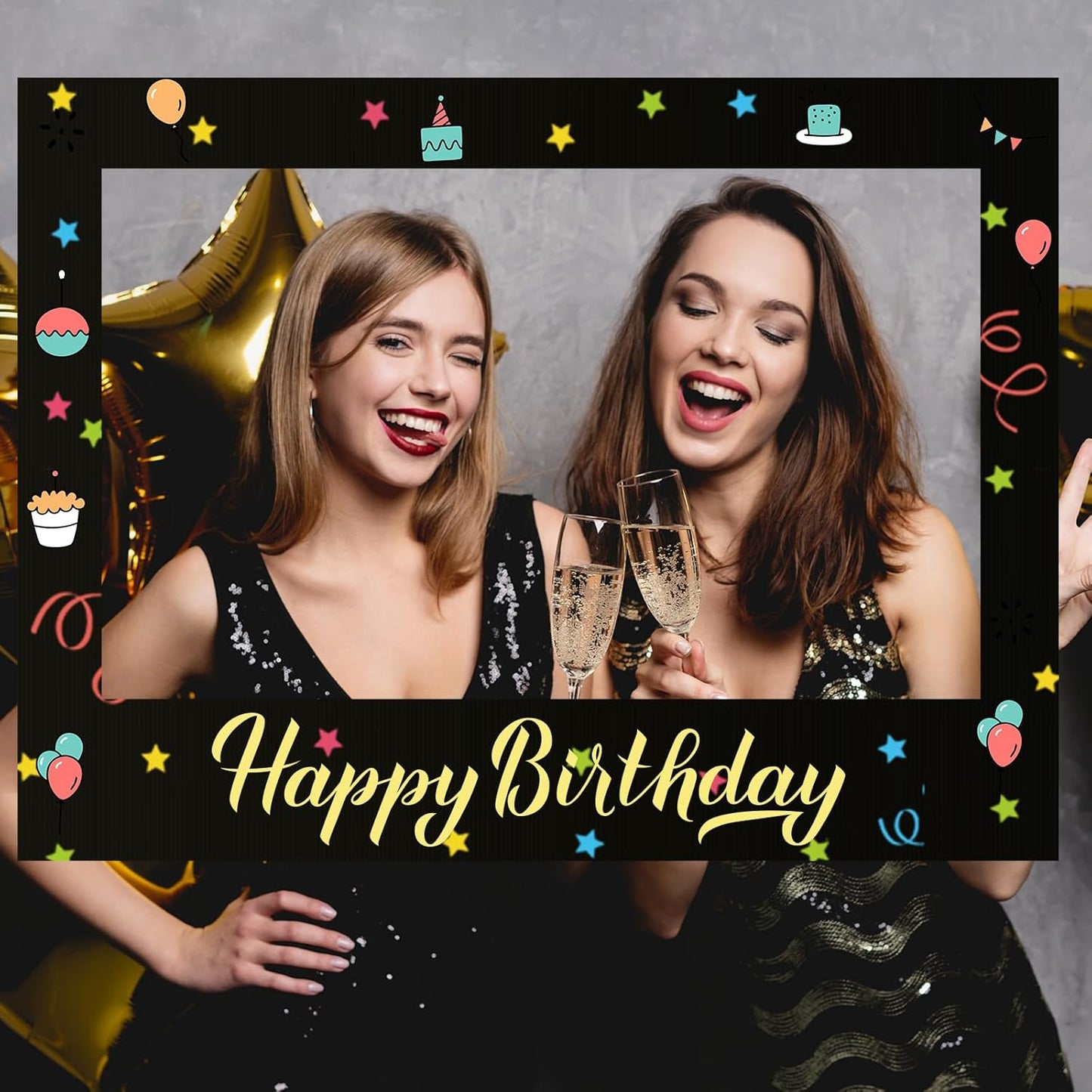 32 x 24 Inch Photo Booth Selfie Frame Prop Booth for Birthday Event Parties Large Blank DIY Cutout Props for Funny Decoration Christmas, Holiday Supplies