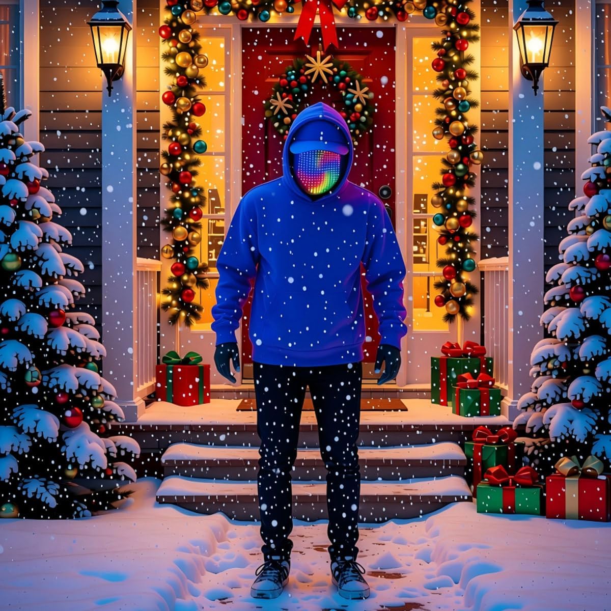 MEGOO Led Mask with Gesture Sensing | Light up Transforming Face Mask | Cool Digital Glow Mask | Perfect Gifts for Halloween Christmas Rave Dj Party Birthday