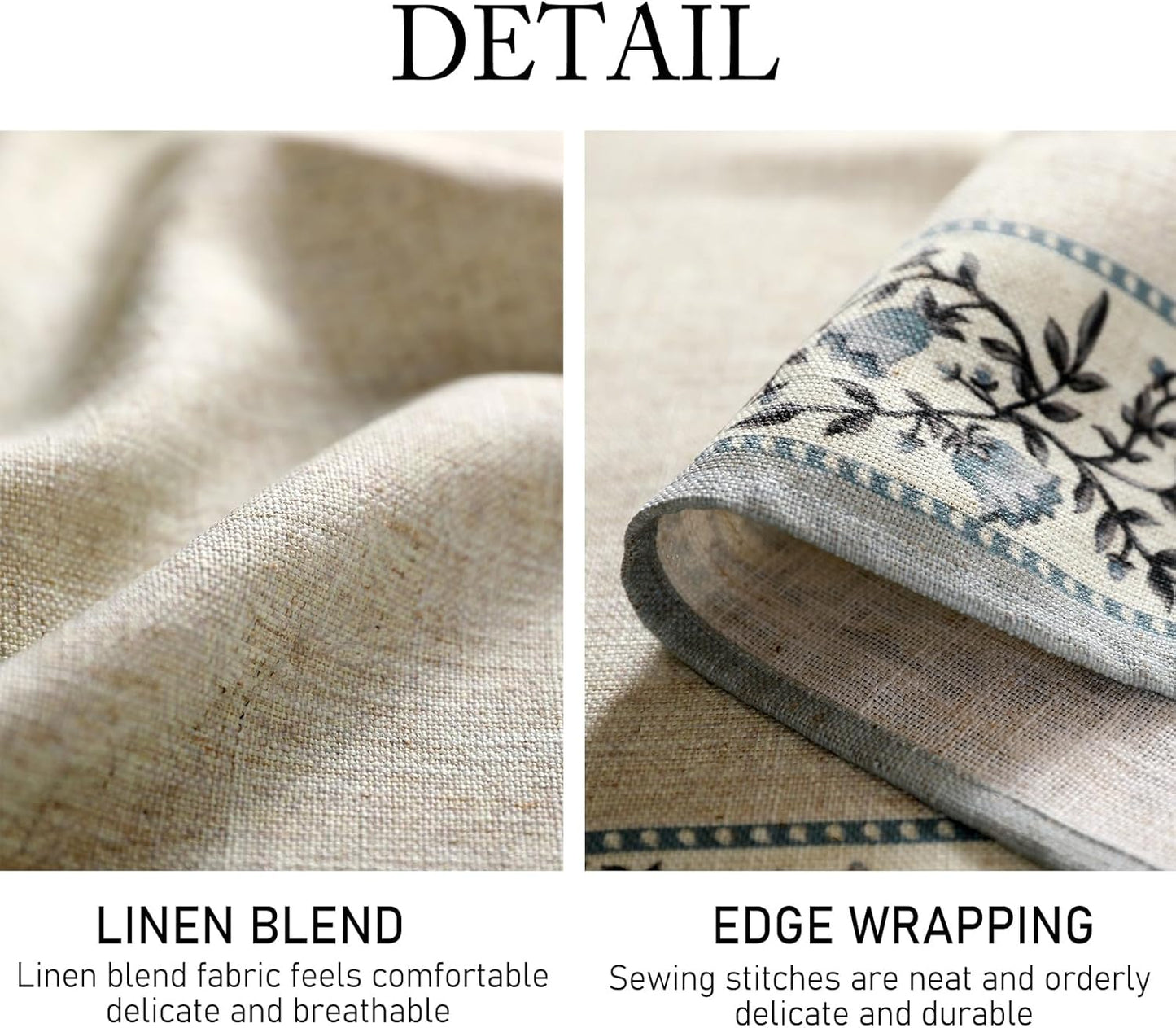 ISAENNE Designer Vintage Linen Elegant Long Tablecloth Rectangle,Chinoiserie Floral Table Cloth,Anti-Wrinkle Decor Table Cover for Dining Thanksgiving Kitchen Christmas,63"*94"-Segerman B