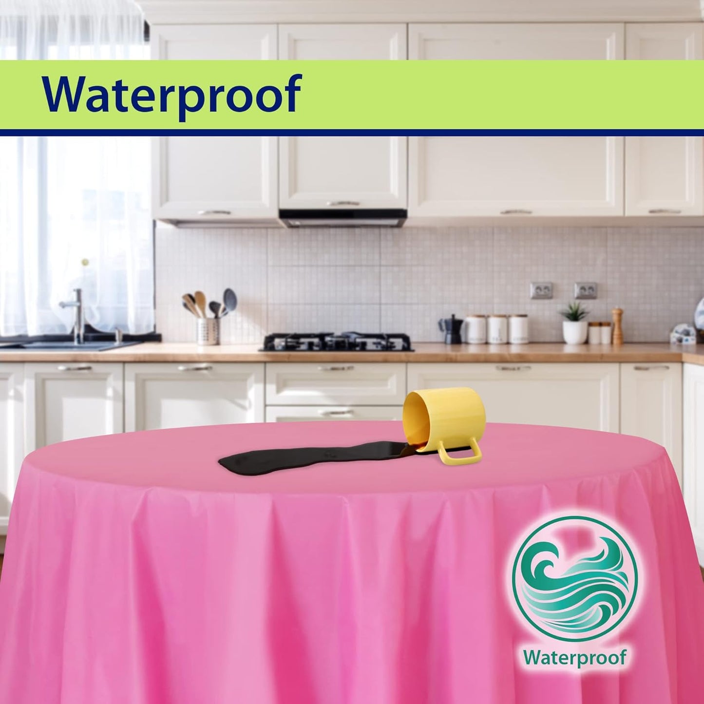 Pink Disposable Plastic Tablecloth for Round Tables (36 Pack) Table Cloths for Parties, Events & Weddings, Indoors & Outdoors, 84 inches, Plastic Table Cover