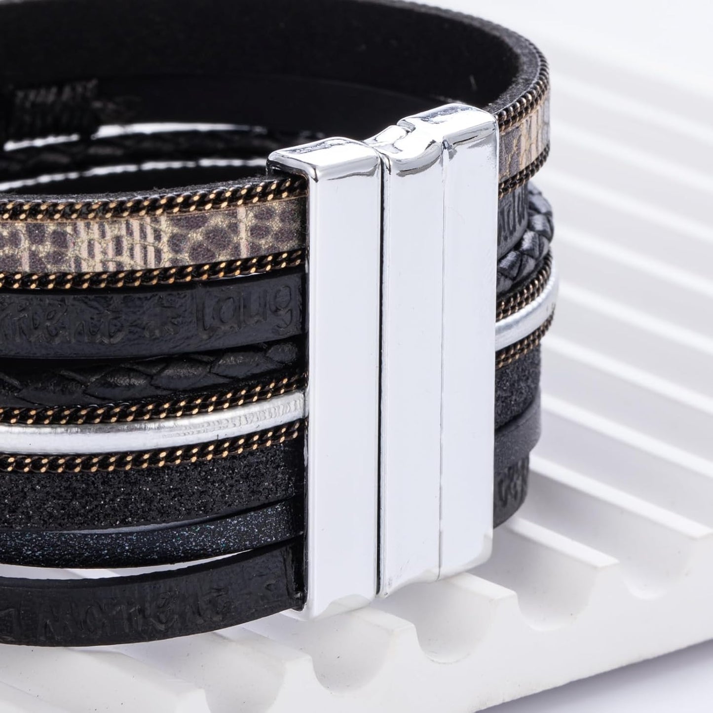 FANCY SHINY Tree of Life Leather Wrap Bracelet Inspirational Cuff Bangles Boho Pearl Bracelets with Magnetic Clasp Unique Jewelry Gifts for Women