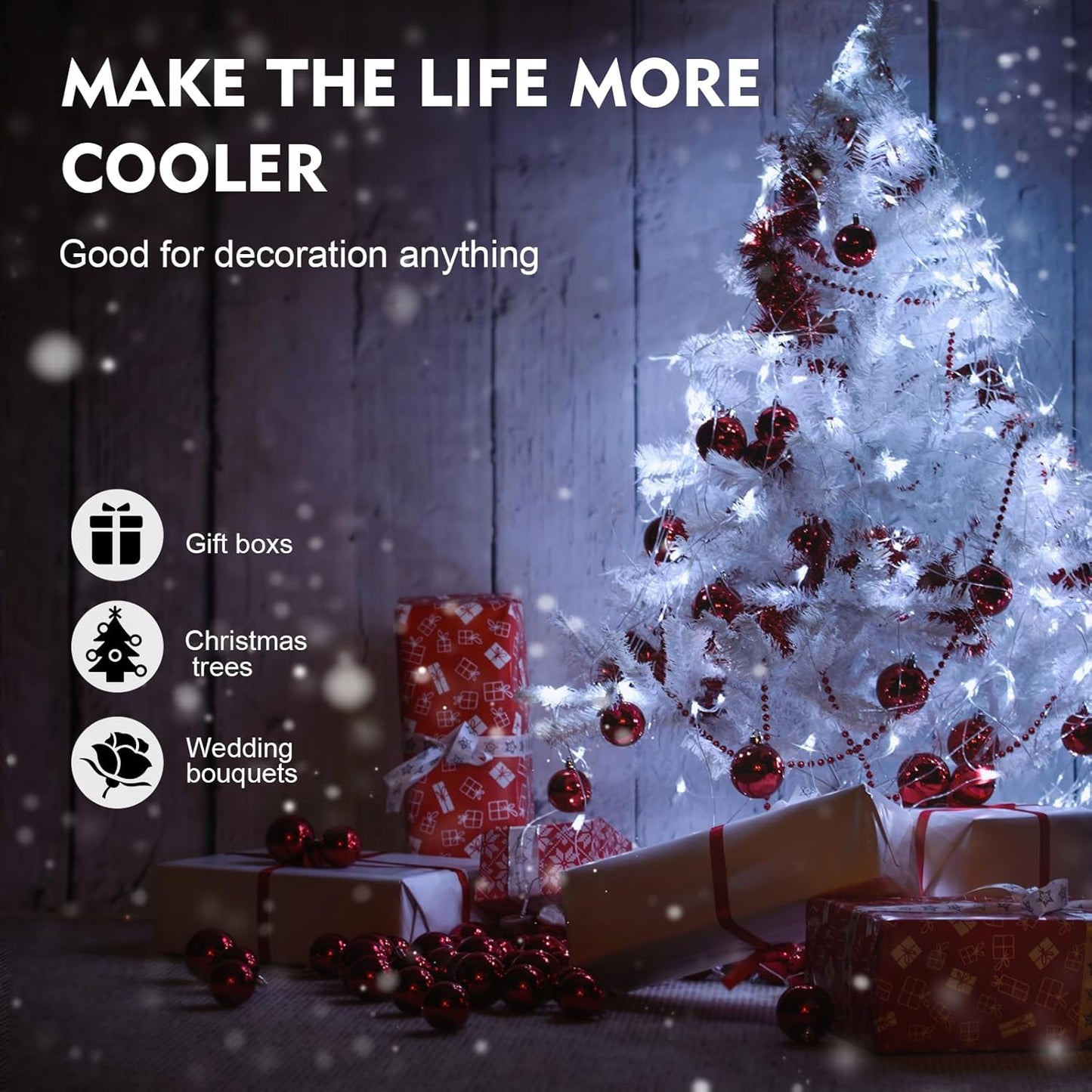 Aogist Led Fairy Lights 3 Modes Battery Operated String Lights Waterproof Silver Wire 7 Feet Firefly Starry Moon Mason Jar Lights for DIY Wedding Party Christmas (Red, 8 Pack)