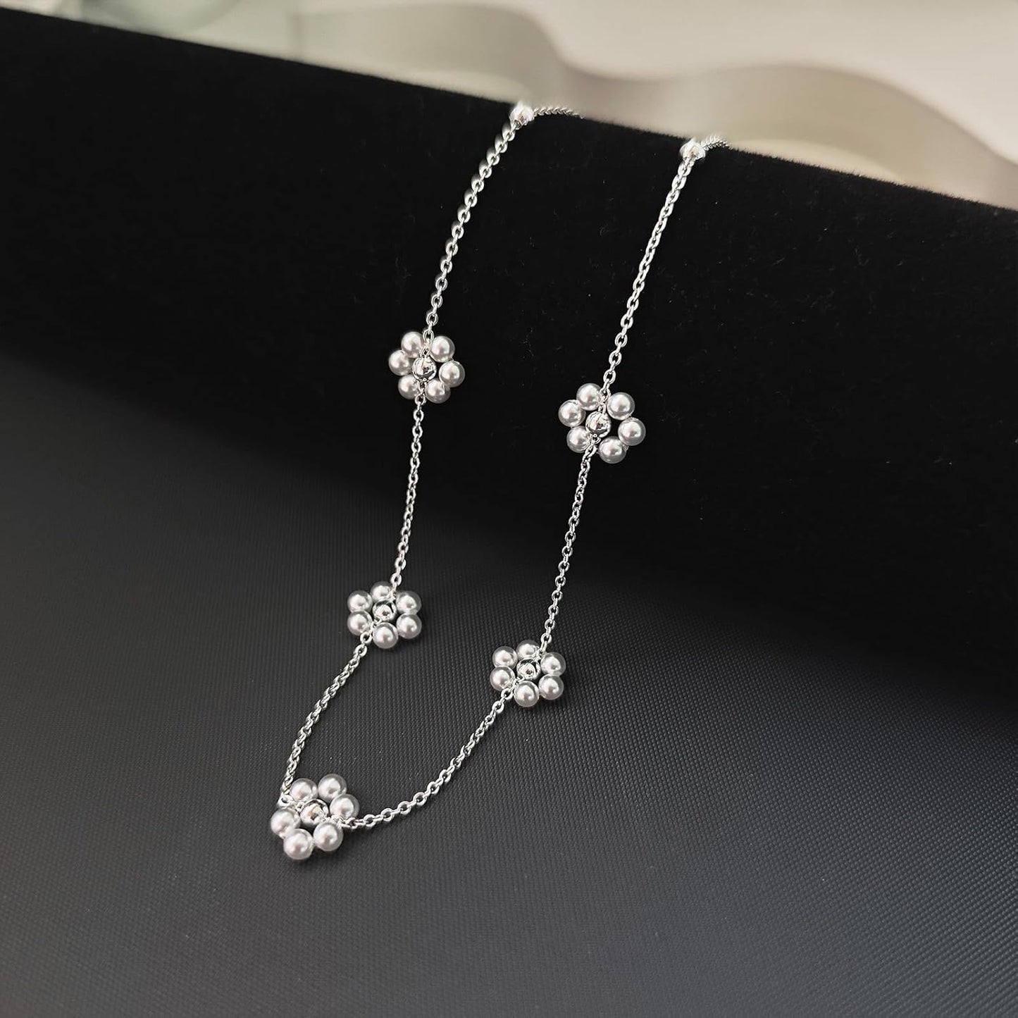 OGD Gold Pearl Necklaces Set for Women 14K Gold Plated Dainty Layered Pearl Cute Daisy Pearl Choker Gold Necklace Gifts for Women Gold Trendy Jewelry Gifts