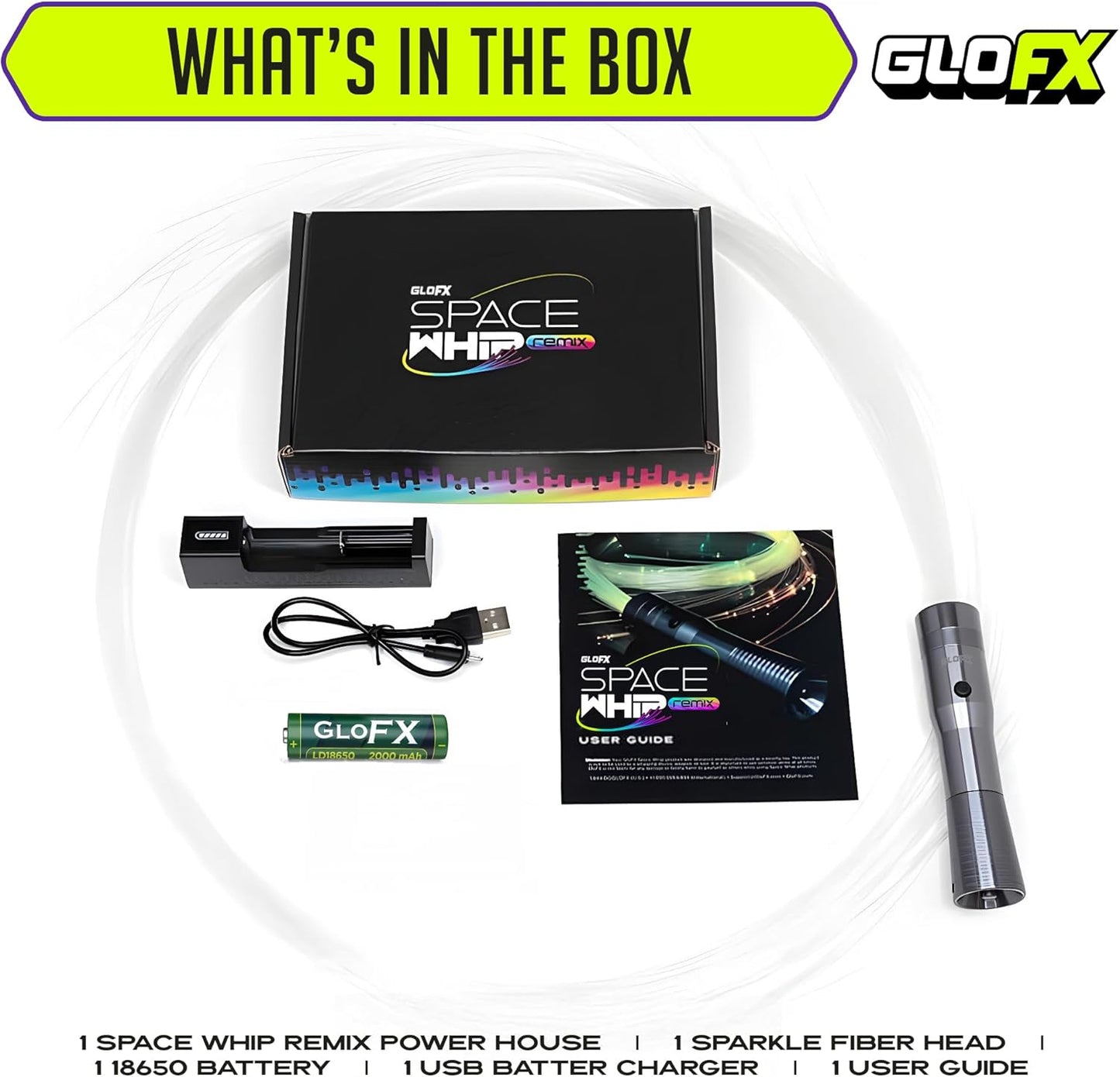 Sparkle Fiber Space Whip Remix | Programmable LED Fiber Optic Whip | 6 Ft 360° Swivel Super Bright Light Up Rave Toy EDM Pixel Flow Lace Dance Festival