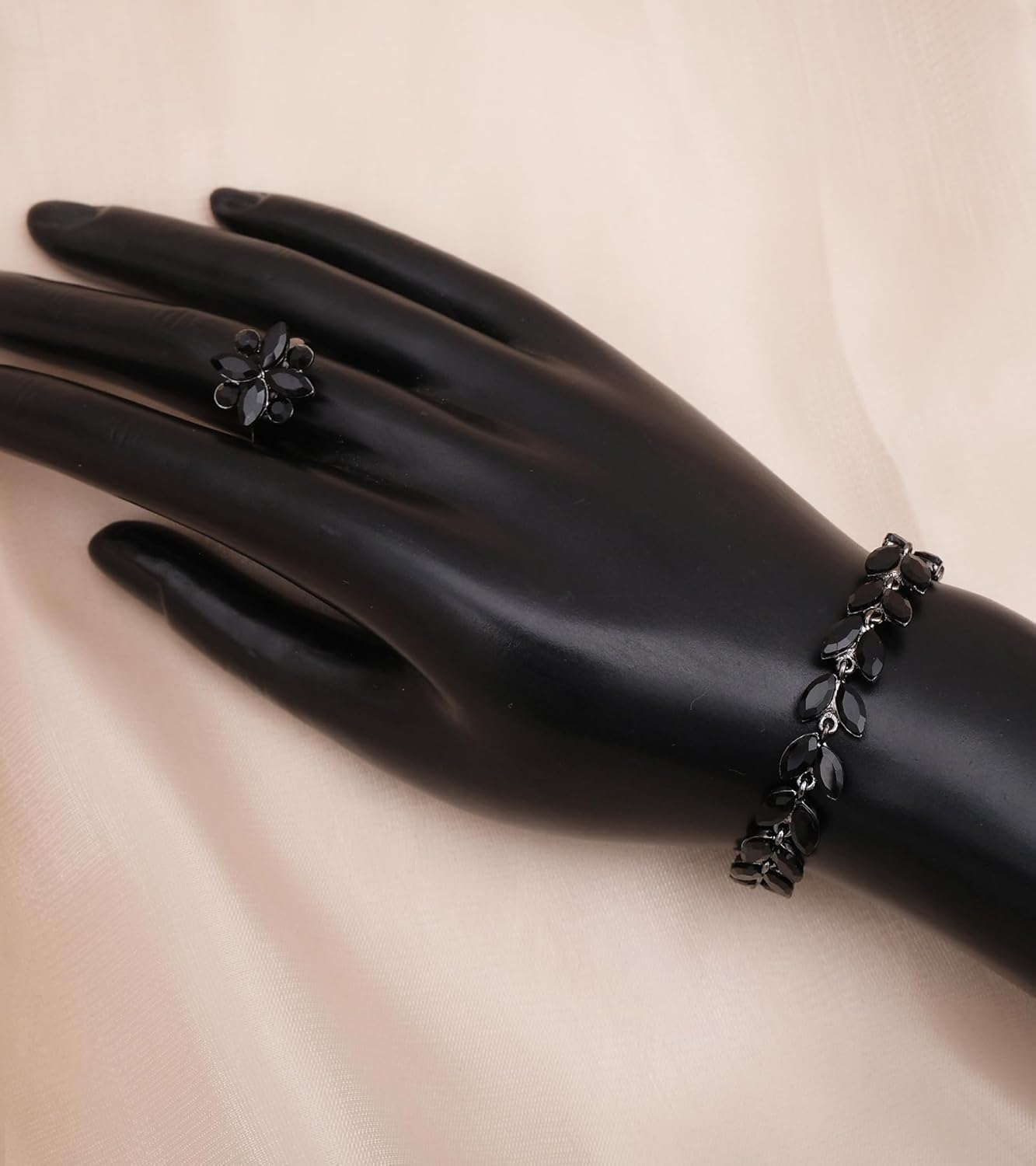 CSY 4 Pcs Elegant Bridal Jewelry Sets Austrian Marquise Crystal Wedding Necklace Dangle Earrings Tennis Bracelet Ring Set for Bride Women Costume Accessories