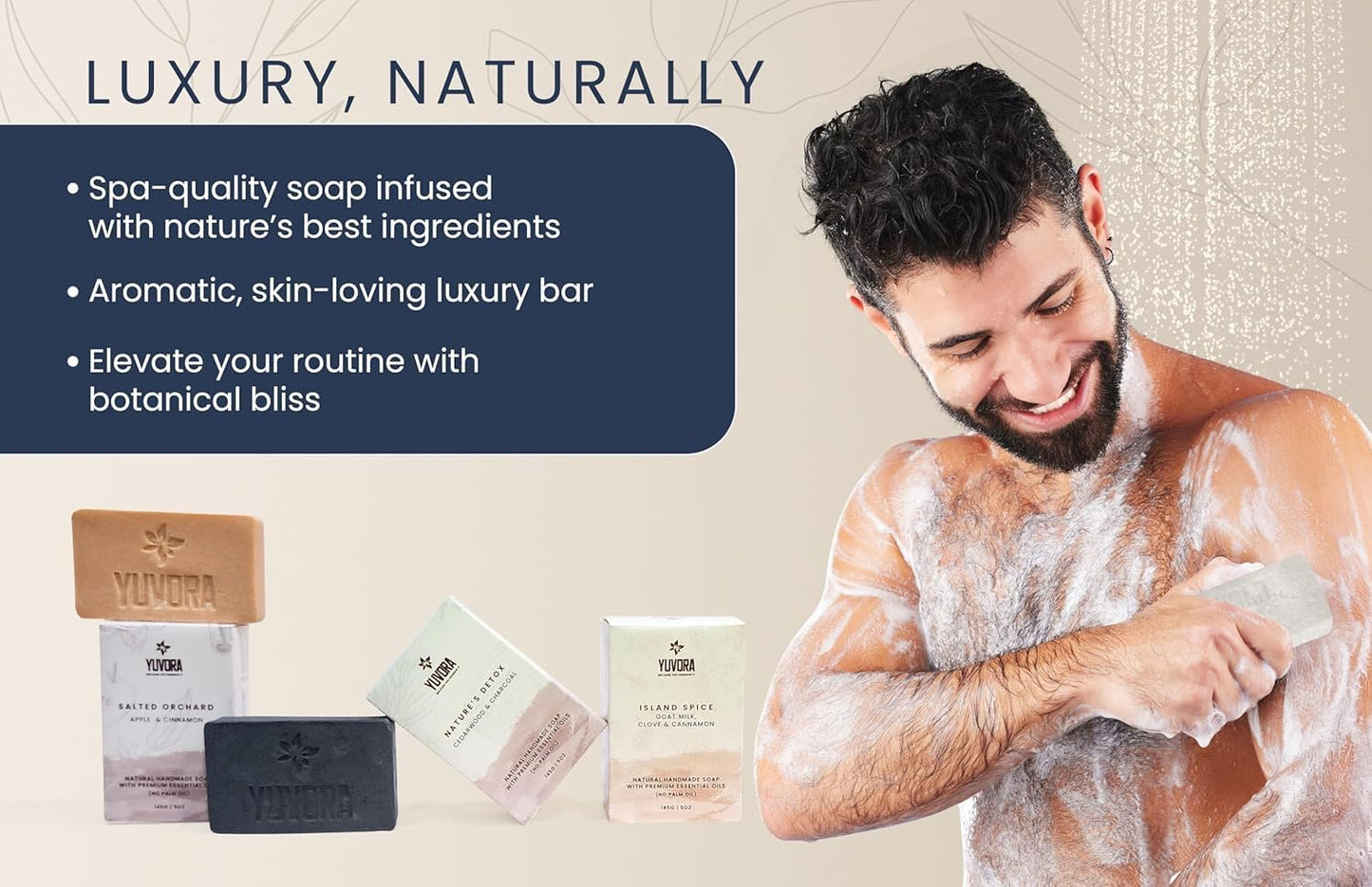 4 Pcs Men Natural Handmade Body Soaps 5 OZ Pack Set Rugged Essence Long lasting Luxurious Scents with Natural Ingredients Fragrance – Sulfate & Paraben Free, Vegan Soaps