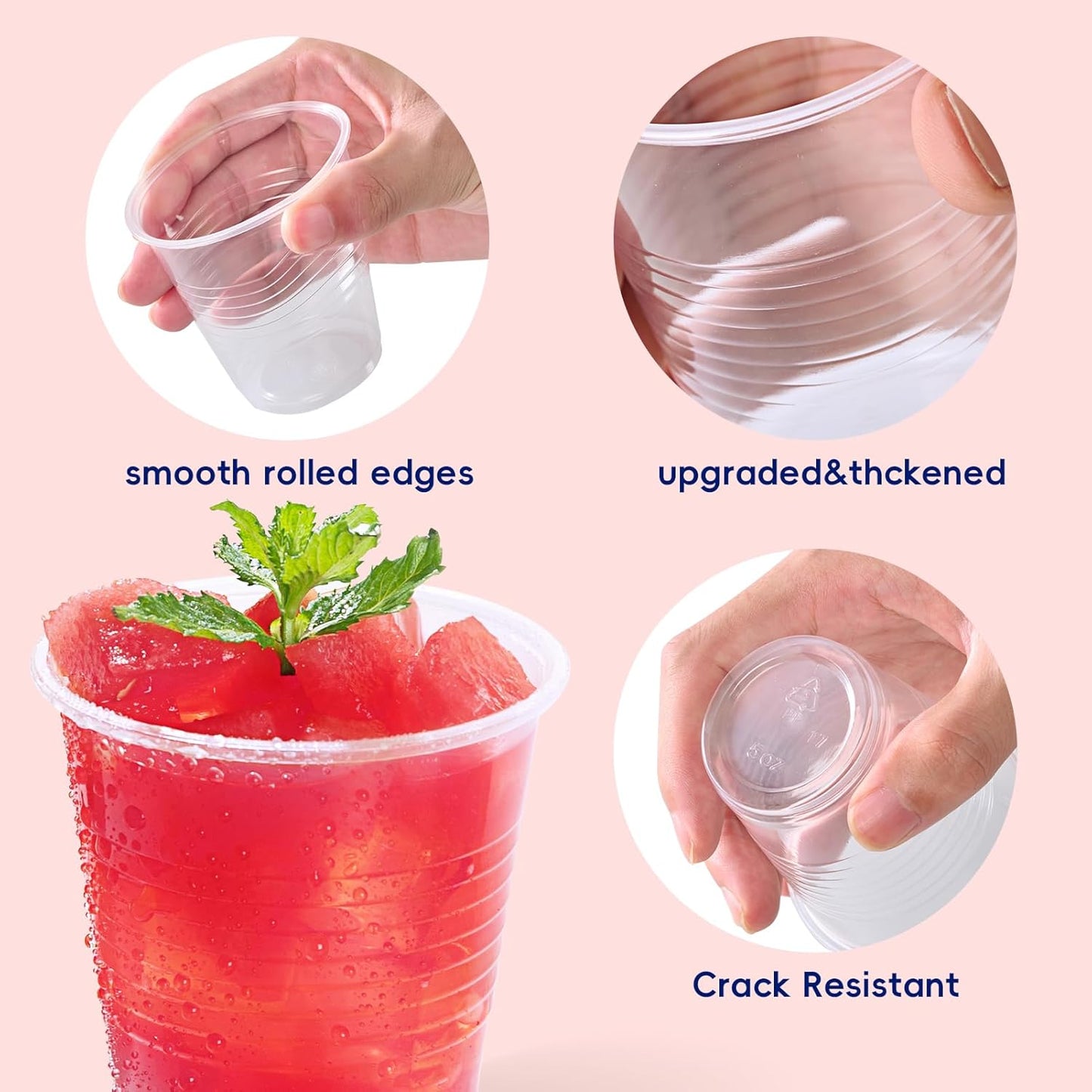 JOLLY CHEF ππππ ππππ€ 5 oz Clear Plastic Cups,5 Ounce Small Disposable Cups for Iced Coffee, Smoothie, Milkshake, Cold Drinks