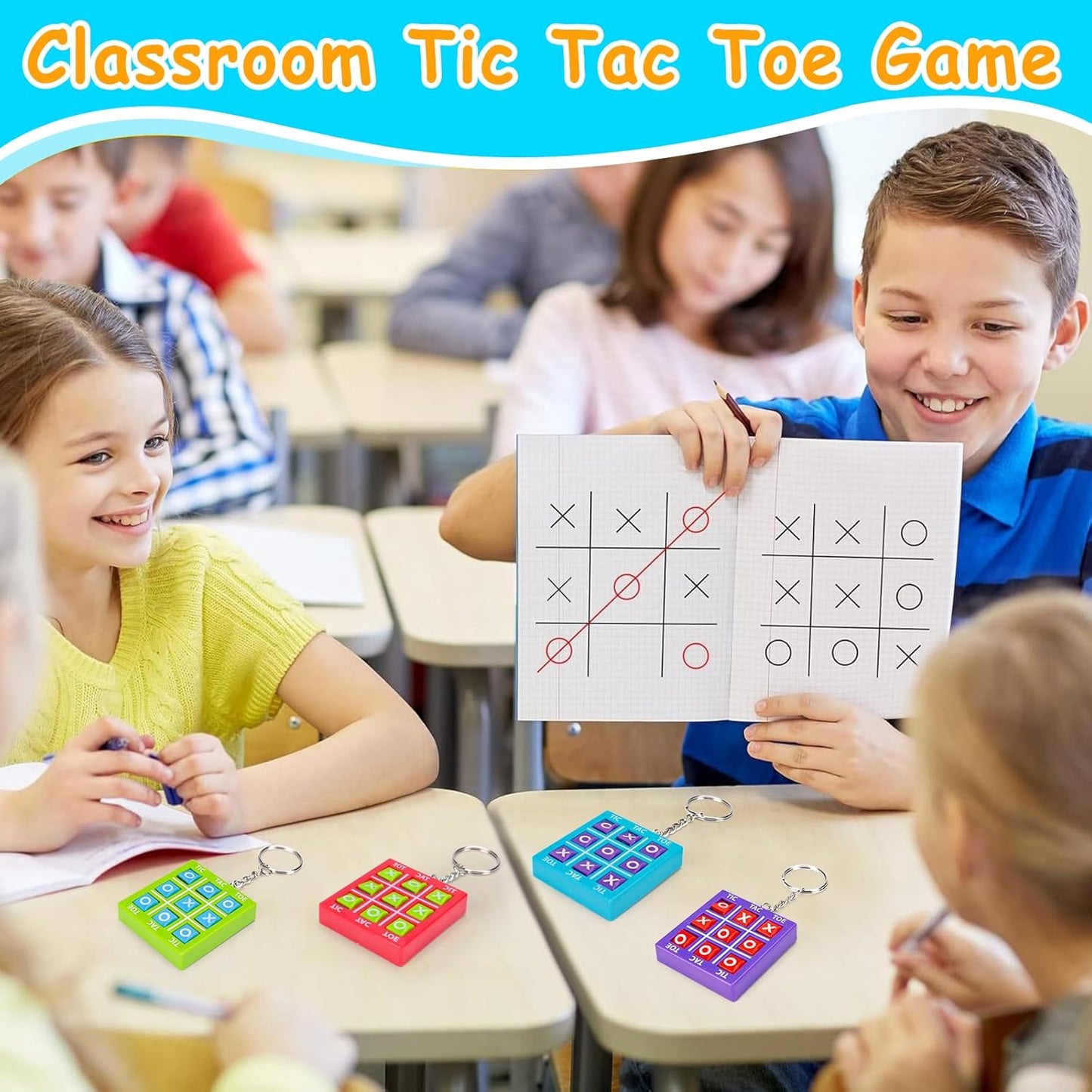 32Pcs Tic Tac Toe Game Christmas Party Favor for Kids 4-8 8-12 Goodie Bags Stocking Stuffers Birthday Return Students Gifts From Teachers Classroom Treasure Chest Prize Box Toys Pinata Fillers Bulk