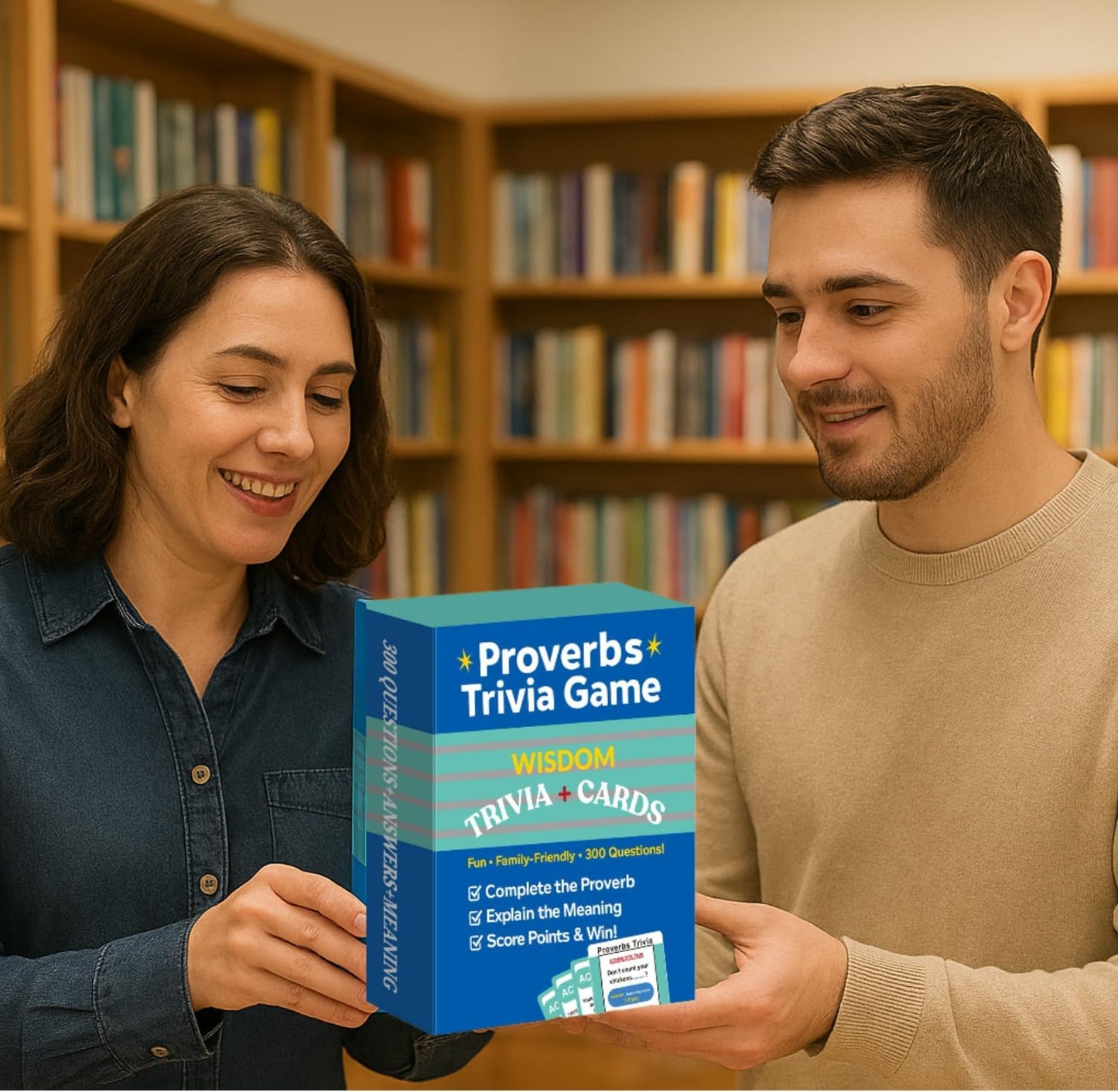 Proverbs Trivia Games, 300 Questions with Answers & Meanings | Fun Family Party Board Games, Team Game Night, Educational Trivia Card Game, Improves Wisdom