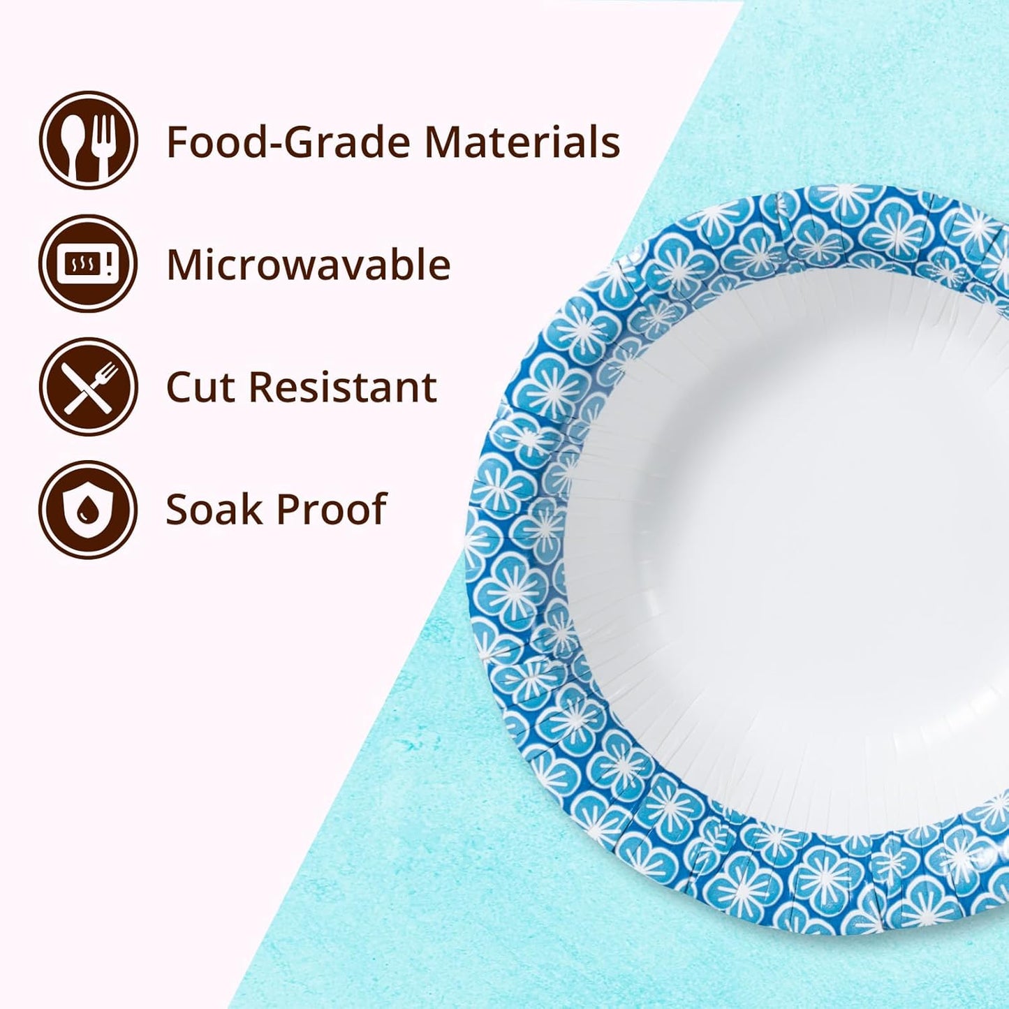 MATICAN Paper Bowls 12 oz, 150-Count Disposable Bowls, Heavy Duty Soak-Proof and Microwave-Safe Paper Bowls with Plum Blossom Harmony Design, Great for Soup, Salad, Snacks, and Party Use