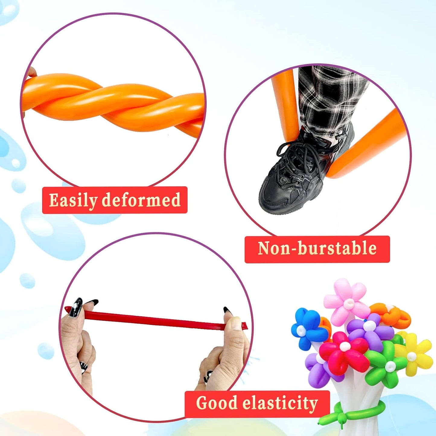 Long Balloons Animals, Thickening 260 Balloons for Tying Balloon Arch, Twisting Latex Magic Modeling Skinny Birthday for Kid‘s Party Wedding Decoartion 100pcs (Color)